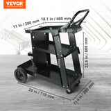 Utility Trolleys: VEVOR Welding Cart, 3-Tier Welder Cart Heavy Duty with 400 Lbs Weight Capacity, 360° Swivel Wheels, Tank Storage Safety Chains, Rolling MIG Welder Cart for TIG, ARC, MMA, Plasma Cutter Welding Machine