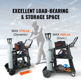 Utility Trolleys: VEVOR Welding Cart, 3-Tier Welder Cart Heavy Duty with 400 Lbs Weight Capacity, 360° Swivel Wheels, Tank Storage Safety Chains, Rolling MIG Welder Cart for TIG, ARC, MMA, Plasma Cutter Welding Machine