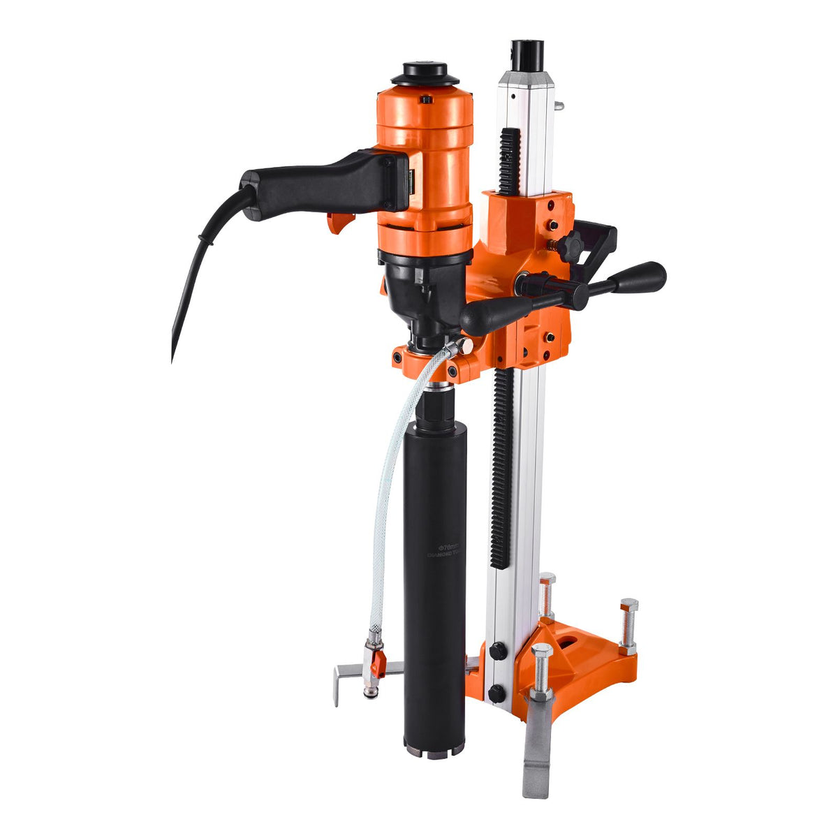 Diamond Core Drilling Machine, 200 mm Drilling Diameter, 2-in-1 Handheld & Stand-Mount Dry and Wet Concrete Core Drill Rig with 4 Bits, 1000/2250 RPM 2-Speed, for Concrete Brick Stone, 1500W