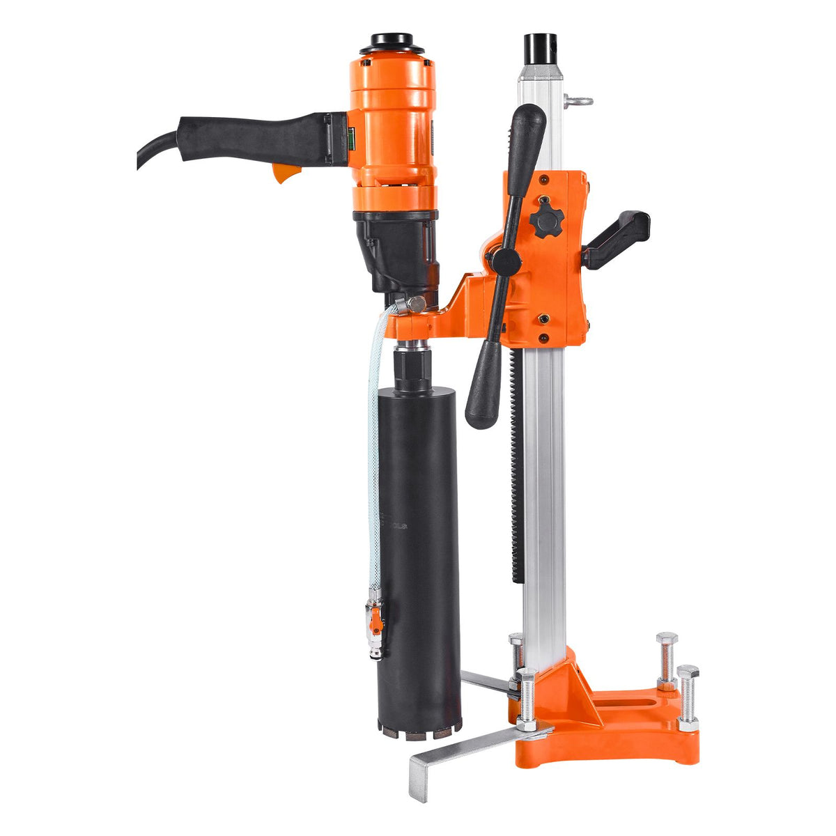 Diamond Core Drilling Machine, 200 mm Drilling Diameter, 2-in-1 Handheld & Stand-Mount Dry and Wet Concrete Core Drill Rig with 4 Bits, 1000/2250 RPM 2-Speed, for Concrete Brick Stone, 1500W