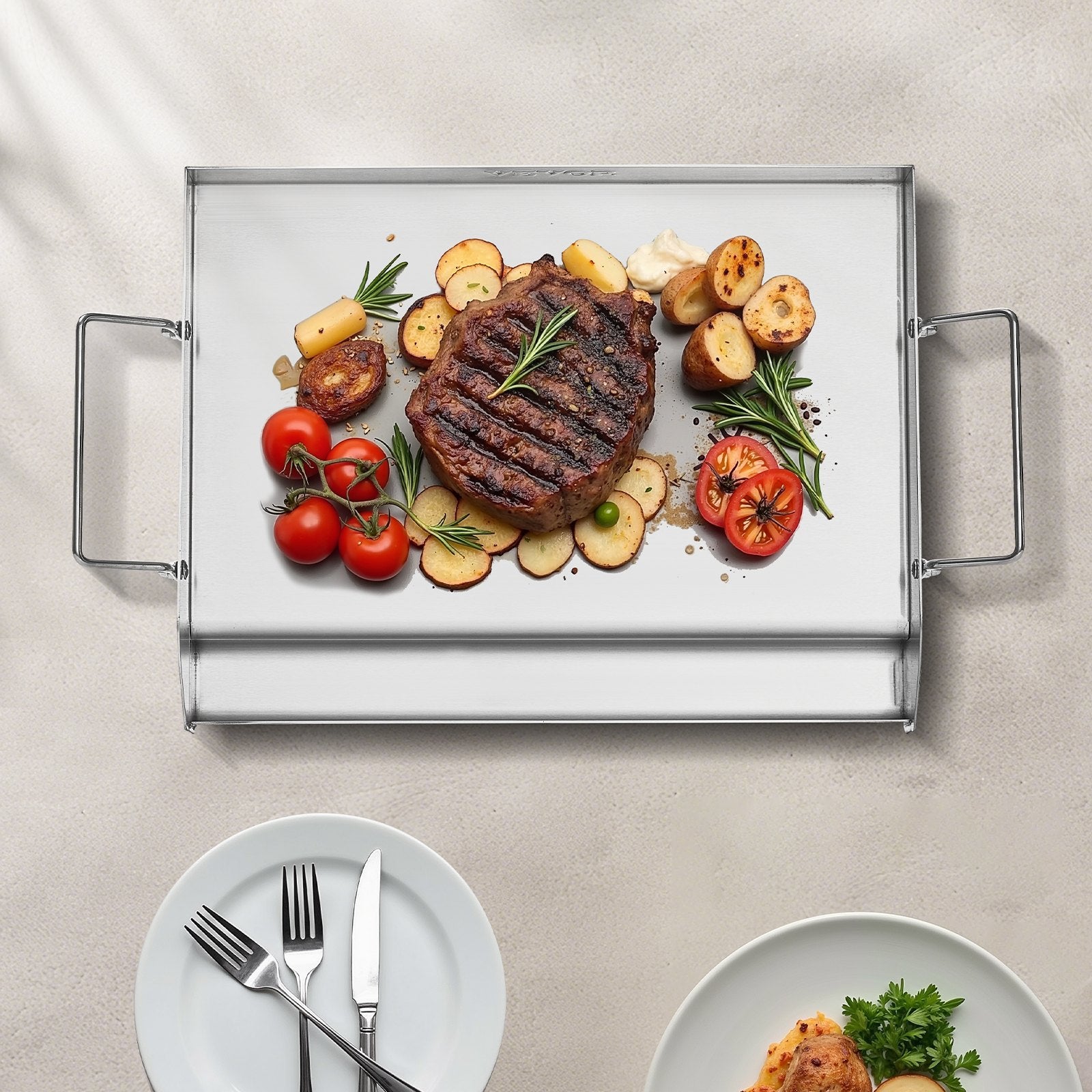Paddles & Oars: VEVOR Stainless Steel Griddle, 17x13 inch Universal Flat Top Rectangular Plate, Gas Grill Griddle for BBQ Grill, Teppanyaki, Portable Family Cookware with Handle, for Camping Tailgating Party