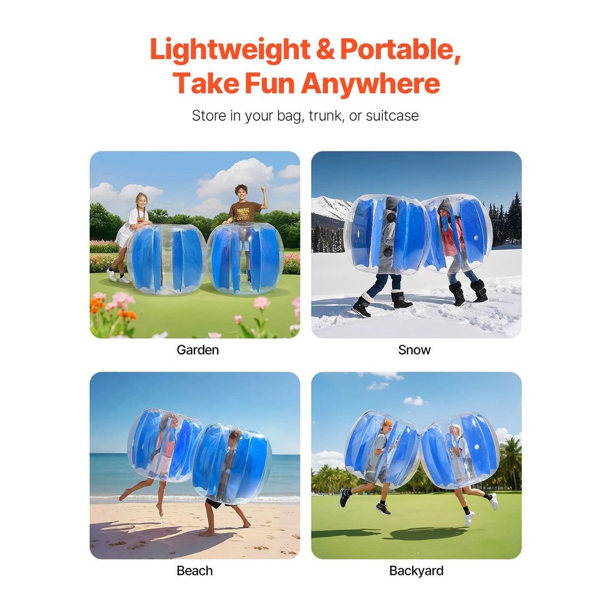 Inflatable Bumper Balls 1-Pack, 4FT/1.2M Body Sumo Zorb Ball, Durable Thick PVC Human Hamster Bubble Knocker for Outdoor Sports Team Gaming Play, Bopper Toy for Garden Yard Park, Blue Stripes