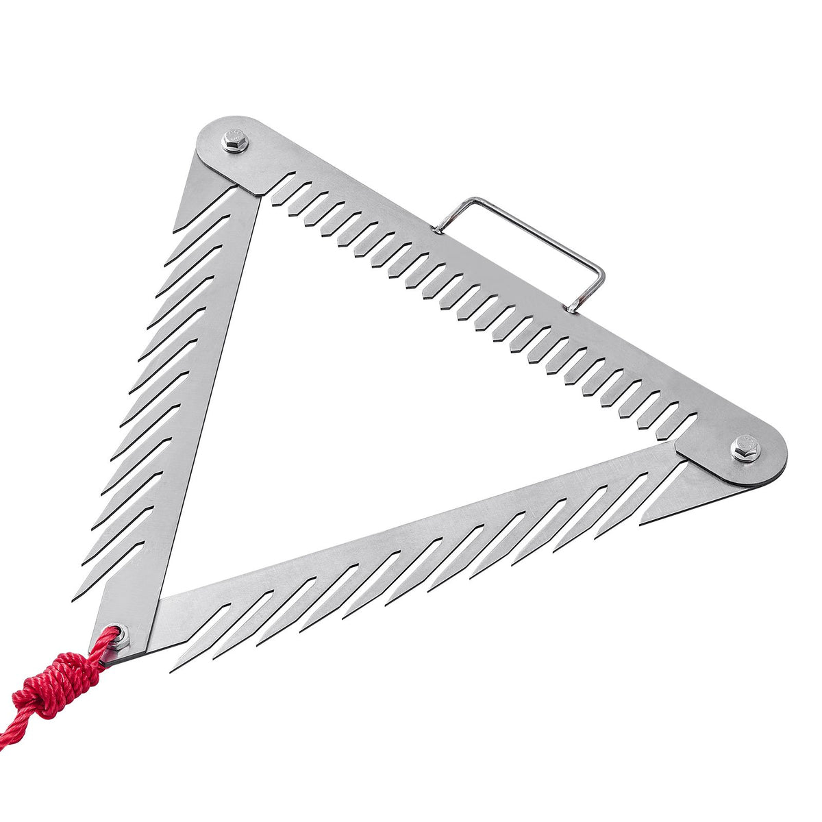 24in Aquatic Weed Rake, 3-Sided Lake Weed Rake with Handle, Portable and Foldable Pond Water Grass Razor, Stainless Steel Throwable Floating Pond Weeds Cutter with 30 ft Rope, for Lakes Ponds