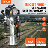 Chainsaws: VEVOR 37.77cc Gas-Powered T Post Driver 4-Stroke Fence Piling Pounder w/ 3 Head