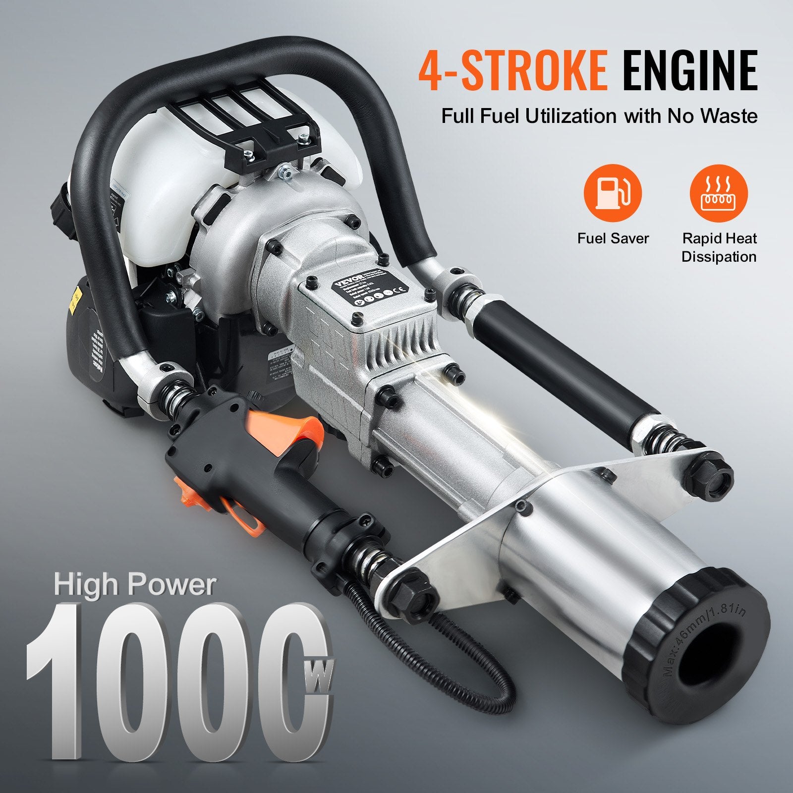 Chainsaws: VEVOR 37.77cc Gas-Powered T Post Driver 4-Stroke Fence Piling Pounder w/ 3 Head