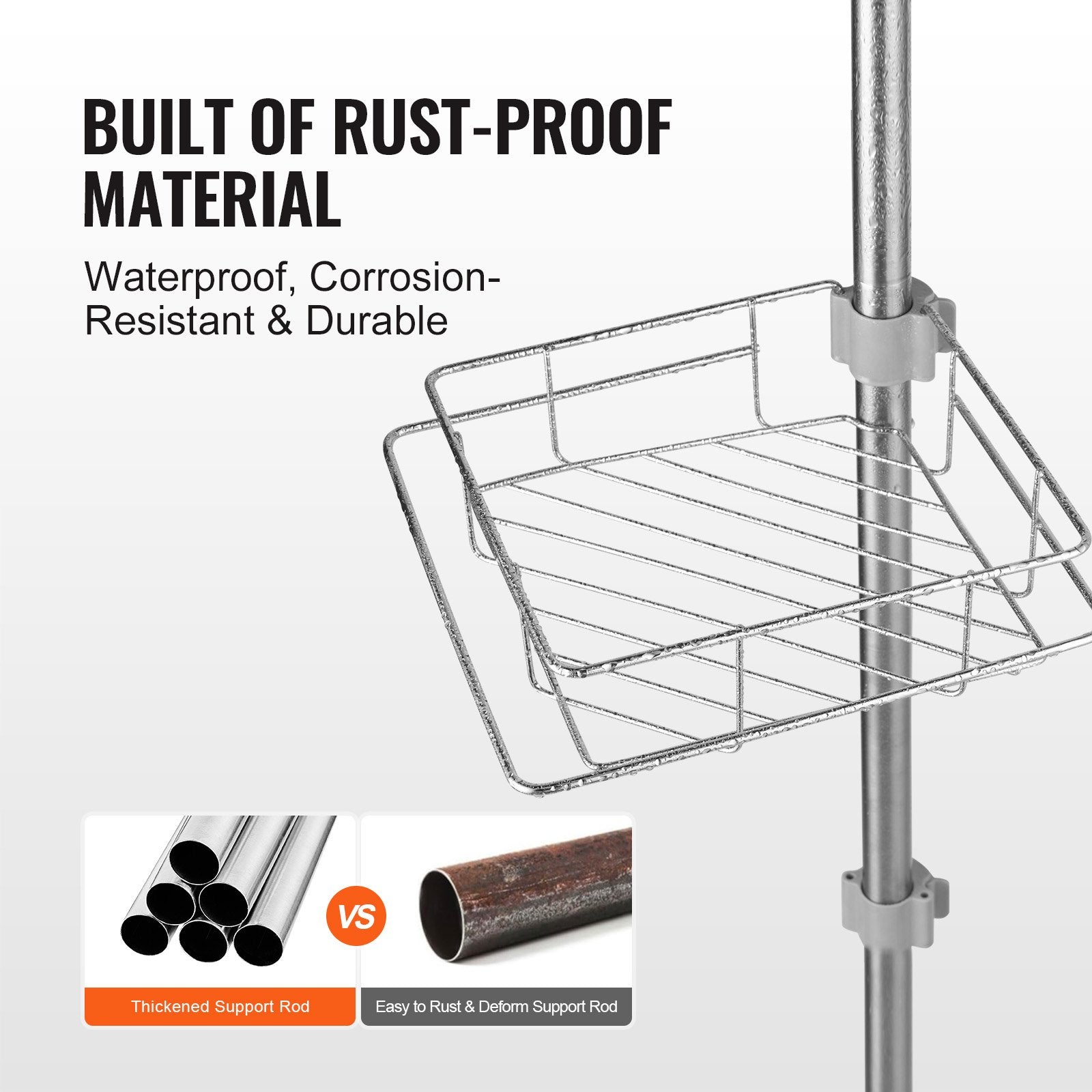 Shower Heads & Screens: VEVOR 42" to 114" High Shower Corner Caddy Tension Pole Rust-Proof Tension Pole