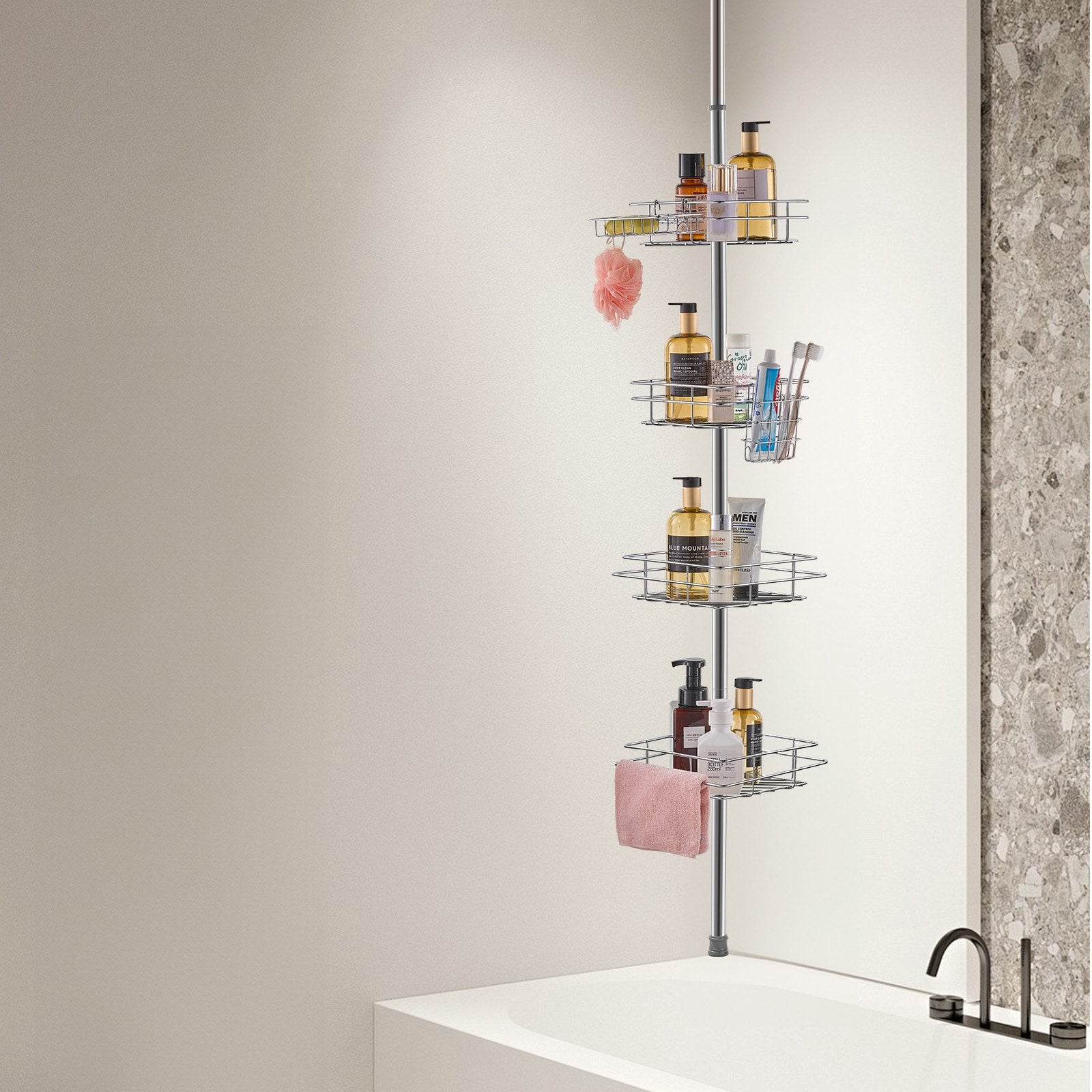 Shower Heads & Screens: VEVOR 42" to 114" High Shower Corner Caddy Tension Pole Rust-Proof Tension Pole