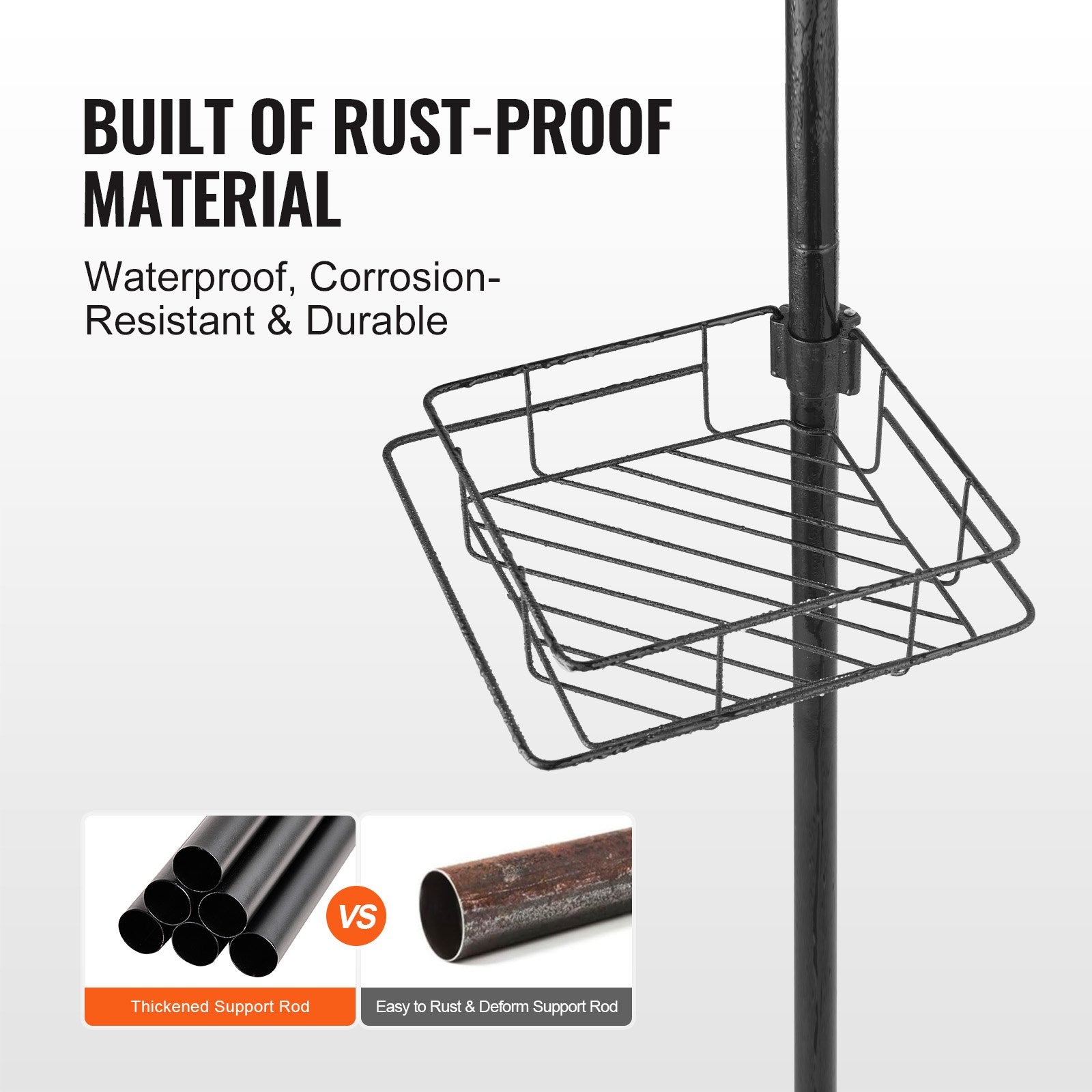 Shower Heads & Screens: VEVOR 42" to 114" High Shower Corner Caddy Tension Pole Rust-Proof Tension Pole