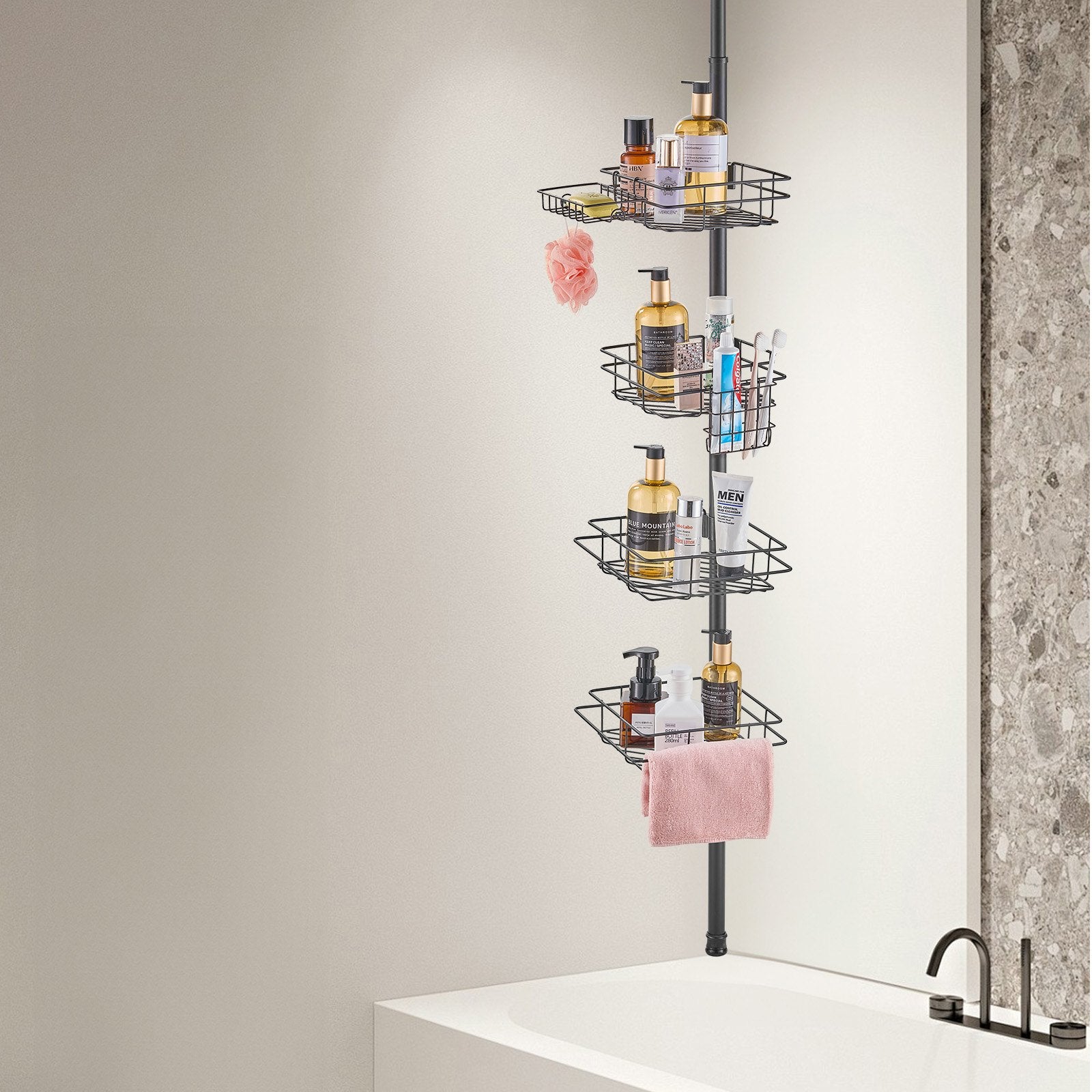 Shower Heads & Screens: VEVOR 42" to 114" High Shower Corner Caddy Tension Pole Rust-Proof Tension Pole