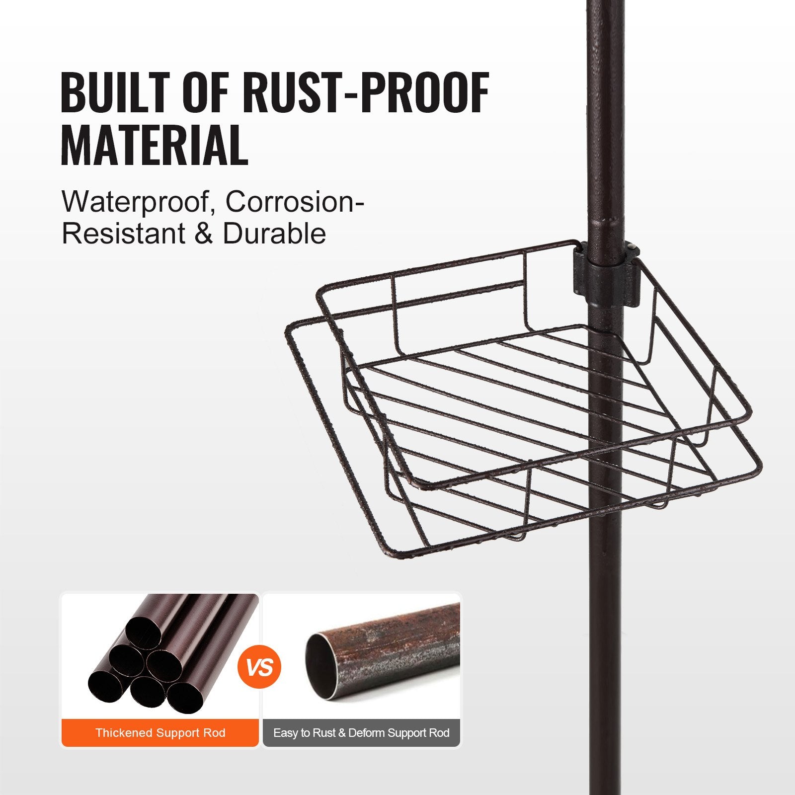 Shower Heads & Screens: VEVOR 42" to 114" High Shower Corner Caddy Tension Pole Rust-Proof Tension Pole