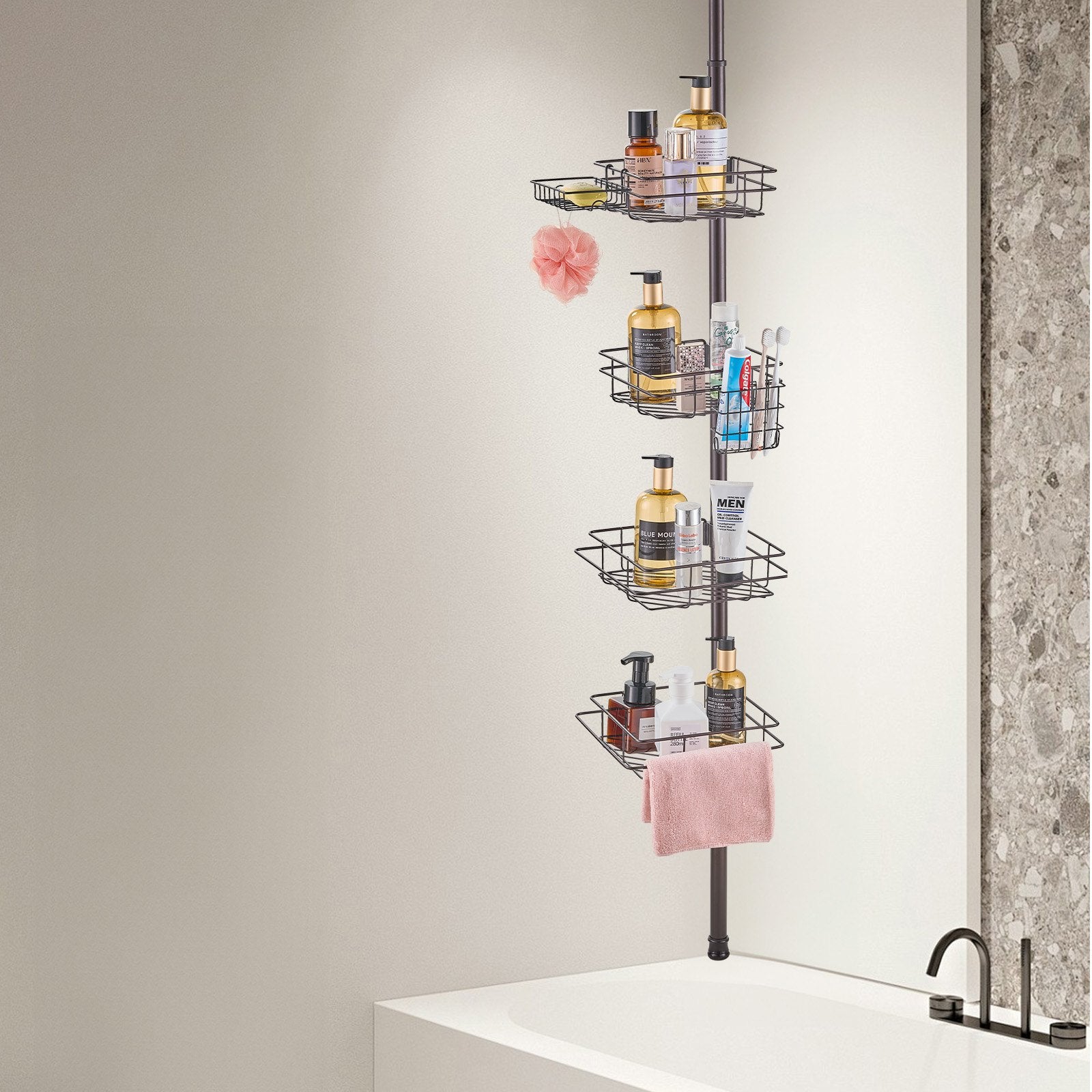 Shower Heads & Screens: VEVOR 42" to 114" High Shower Corner Caddy Tension Pole Rust-Proof Tension Pole