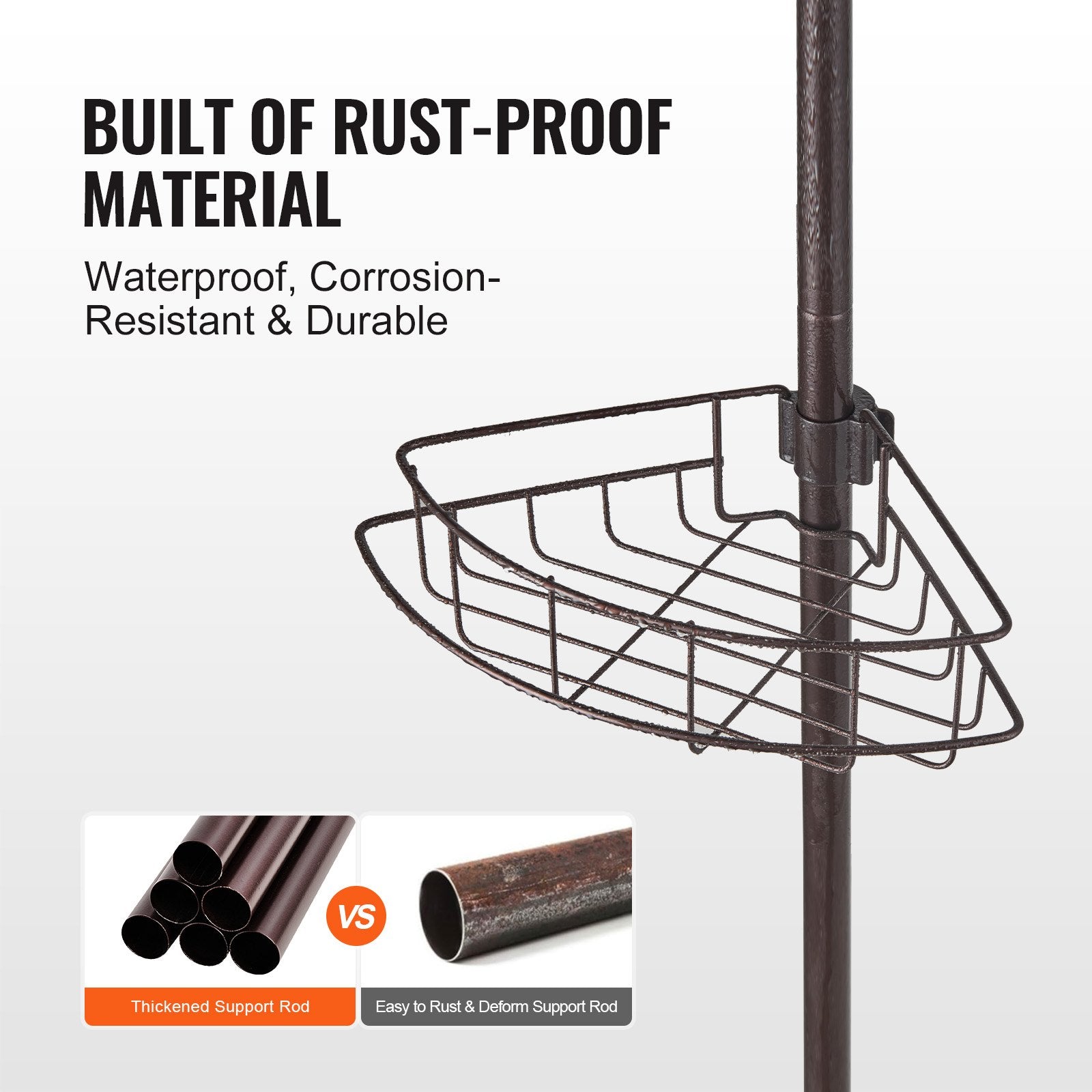 Shower Heads & Screens: VEVOR 56" to 114" High Shower Corner Caddy Tension Pole Rust-Proof Tension Pole