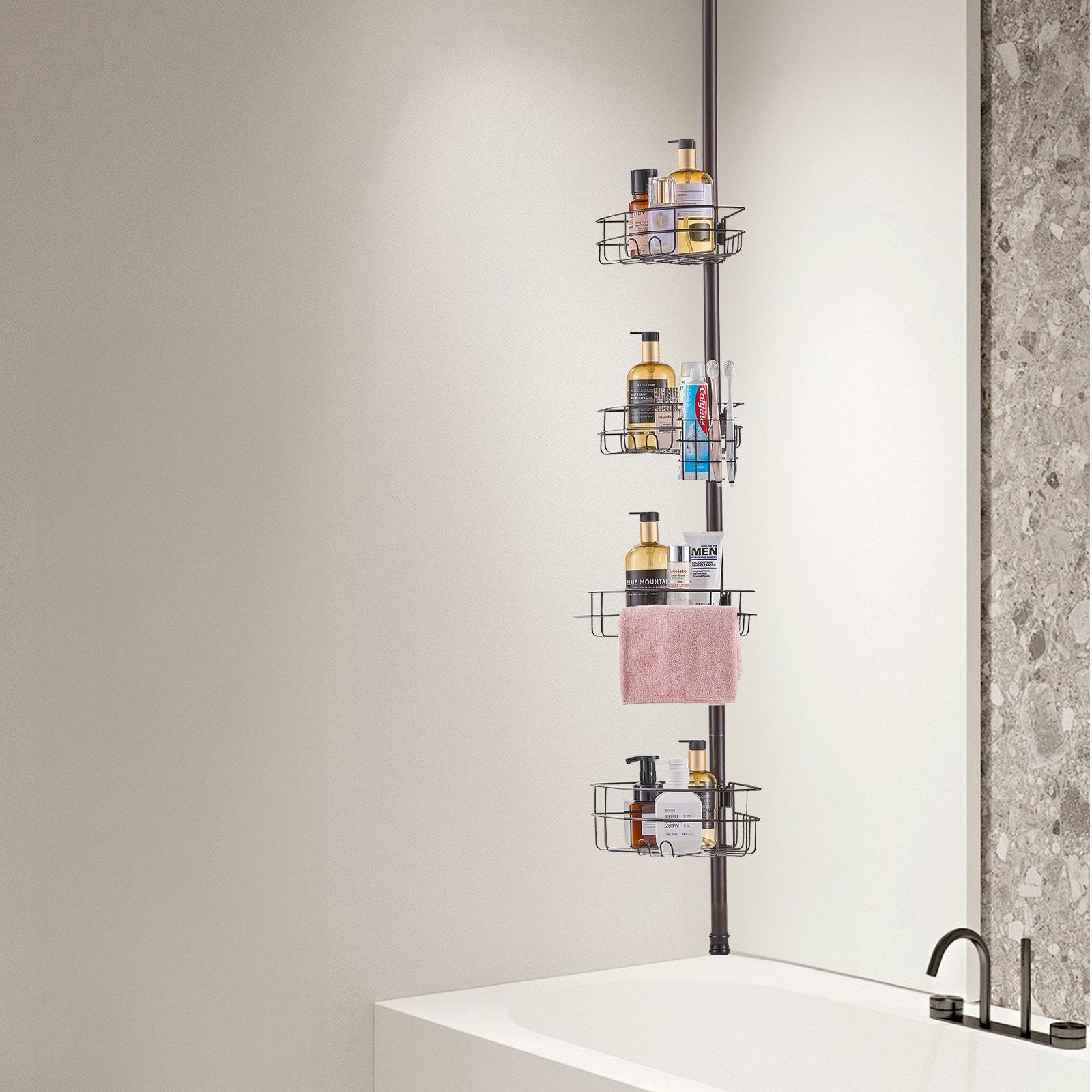 Shower Heads & Screens: VEVOR 56" to 114" High Shower Corner Caddy Tension Pole Rust-Proof Tension Pole