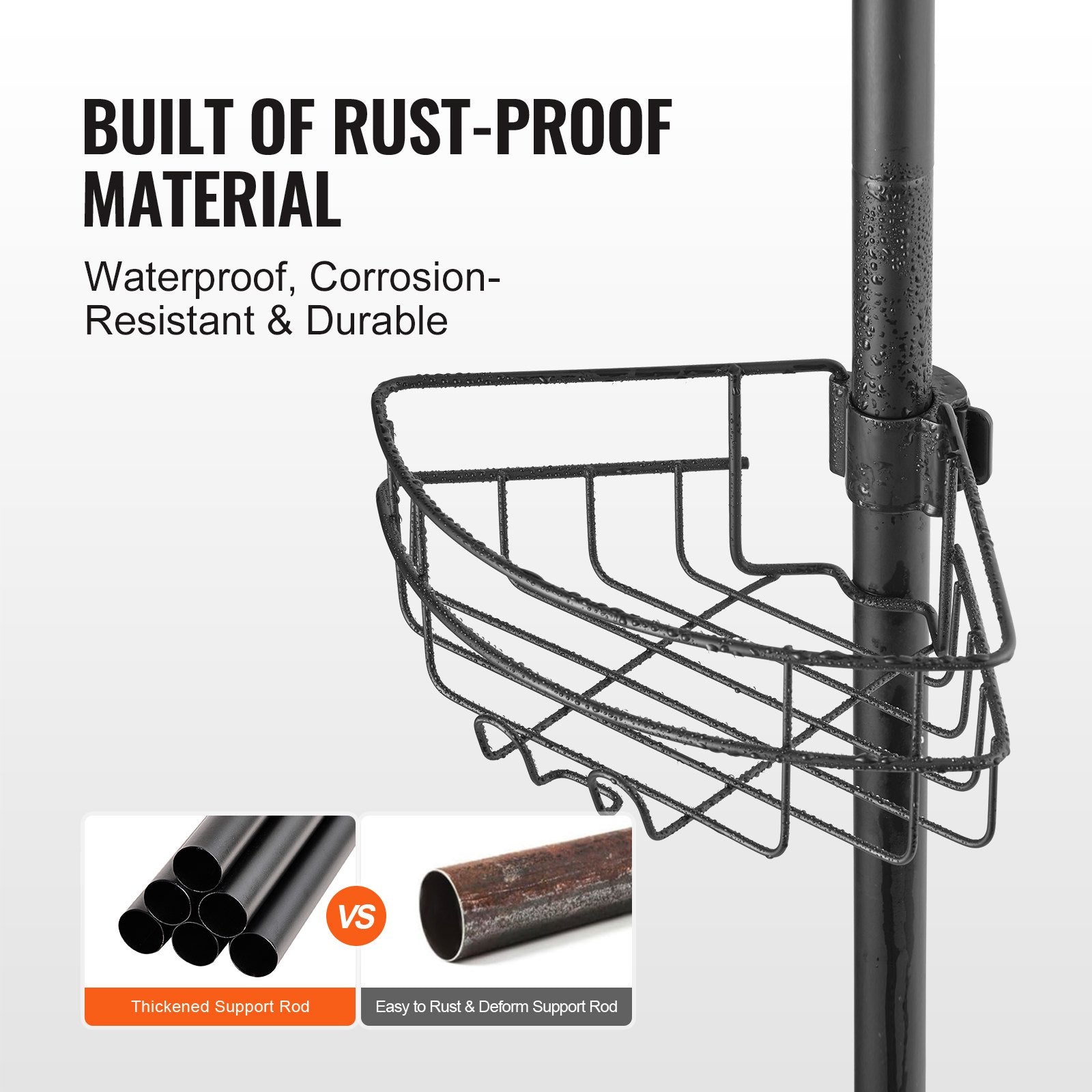 Shower Heads & Screens: VEVOR 39" to 125" High Shower Corner Caddy Tension Pole Rust-Proof Tension Pole