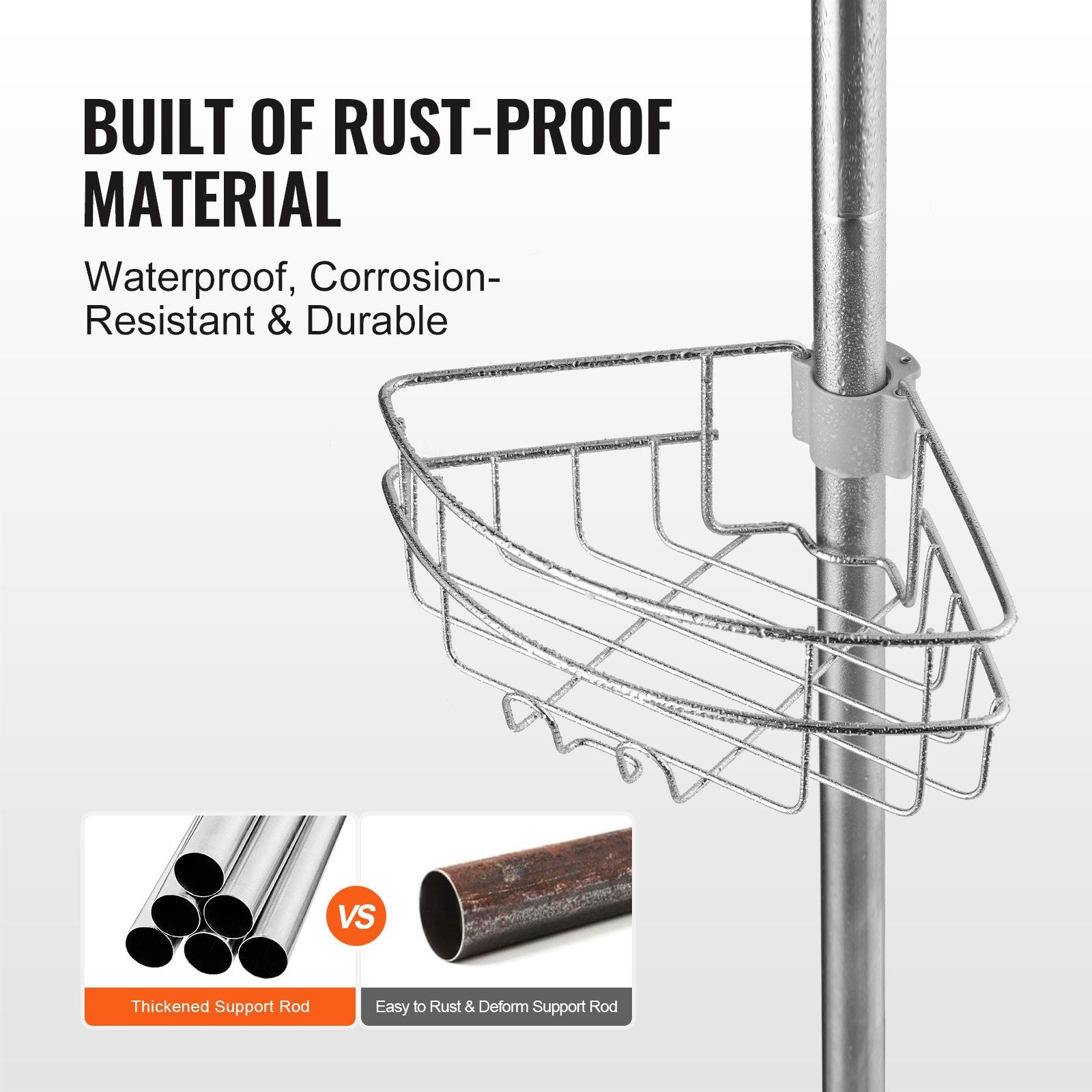Shower Heads & Screens: VEVOR 39" to 125" High Shower Corner Caddy Tension Pole Rust-Proof Tension Pole