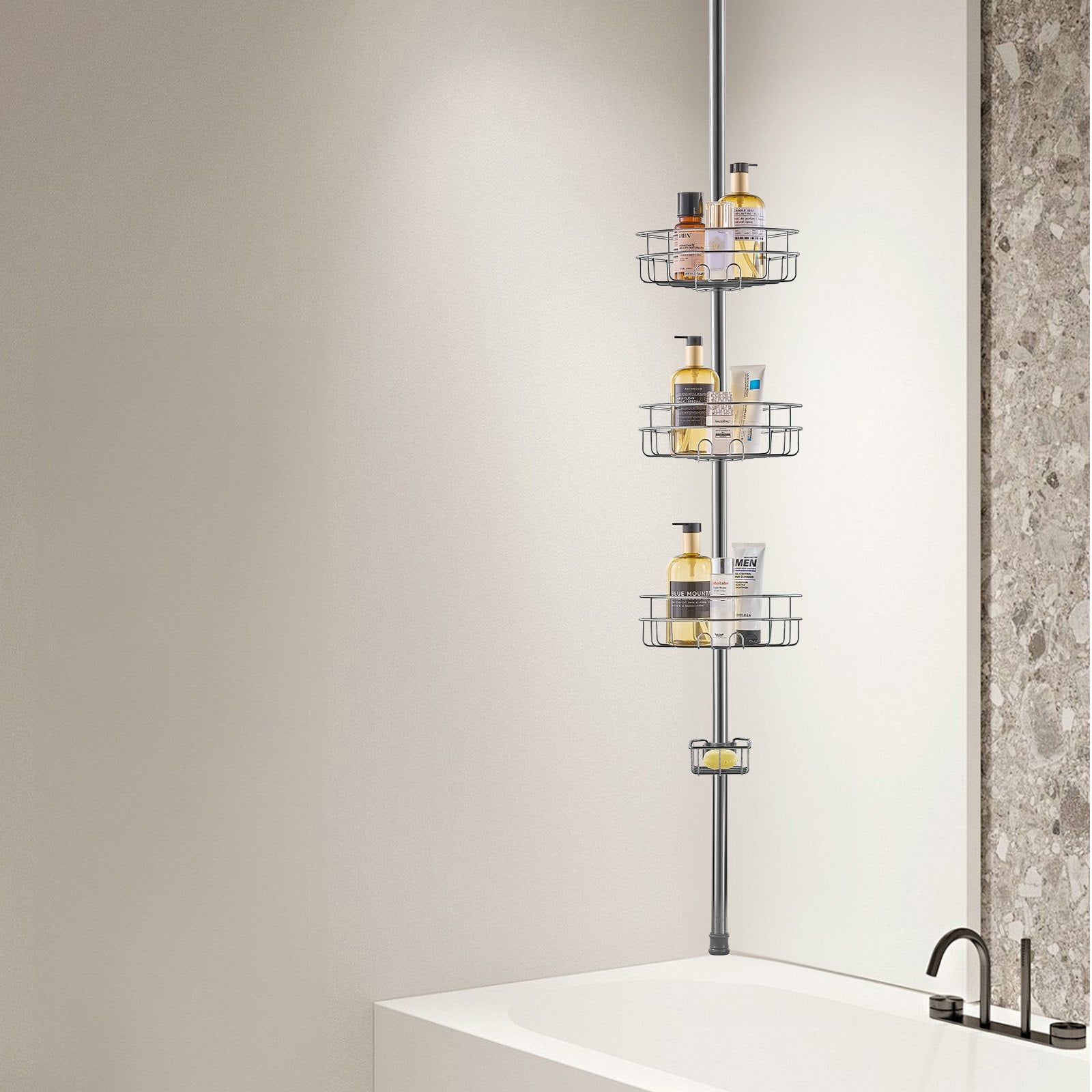 Shower Heads & Screens: VEVOR 39" to 125" High Shower Corner Caddy Tension Pole Rust-Proof Tension Pole