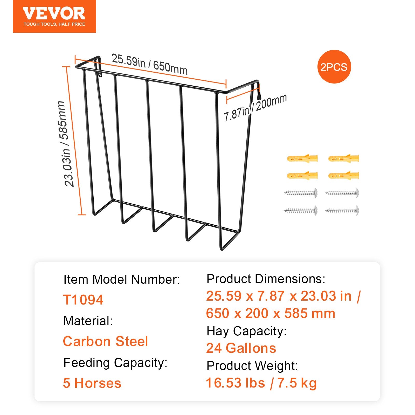 Laundry Storage: VEVOR Livestock Hay Feeder 2 Packs 24 Gallons Wall Mounted Goat Hay Rack