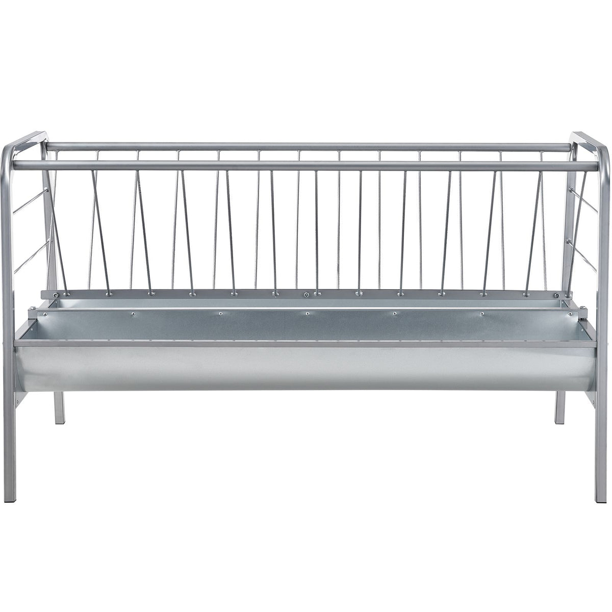 Livestock Hay Feeder, 2 in 1 Grain & Hay Feeder, 80-Gallon Capacity Pasture Feeder, 59" Long Goat Hay Feeder with Deeper Feeding Pan, Heavy Duty Steel Grain & Hay Holder for Sheep Farms Sheds