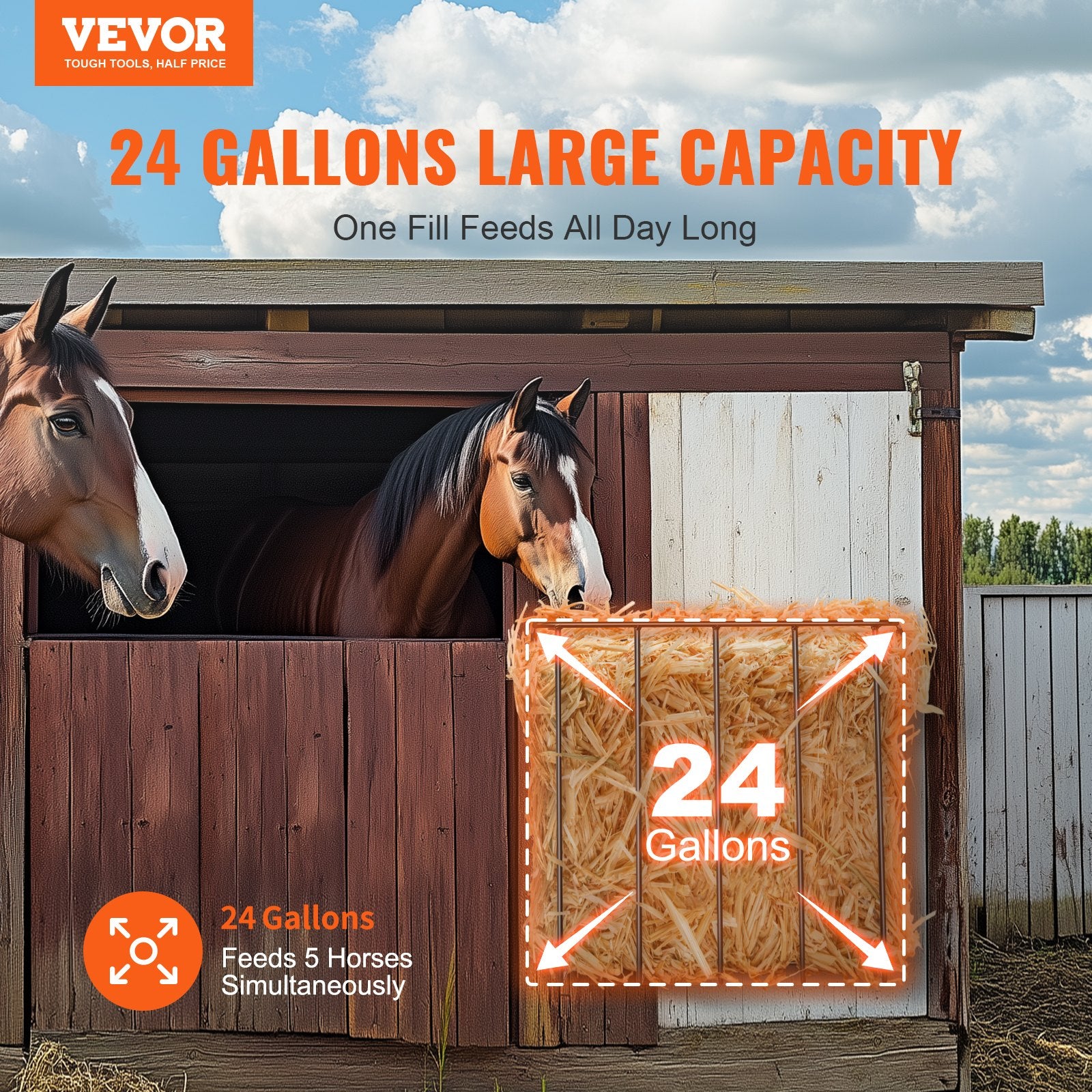 Hammocks & Accessories: VEVOR Livestock Hay Feeder 24 Gallons Wall Mounted Goat Hay Rack for Horses