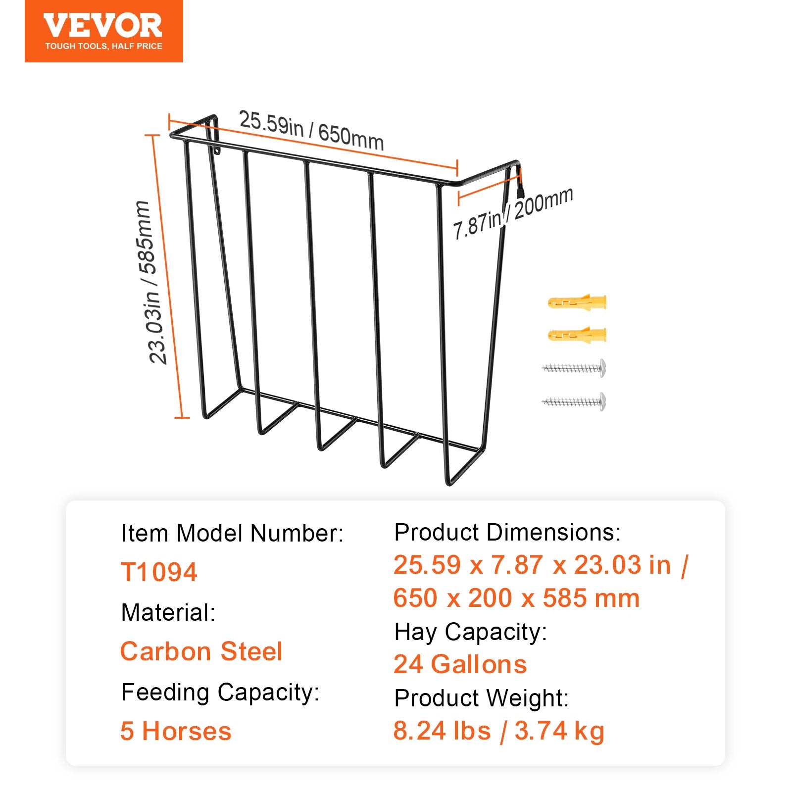 Hammocks & Accessories: VEVOR Livestock Hay Feeder 24 Gallons Wall Mounted Goat Hay Rack for Horses