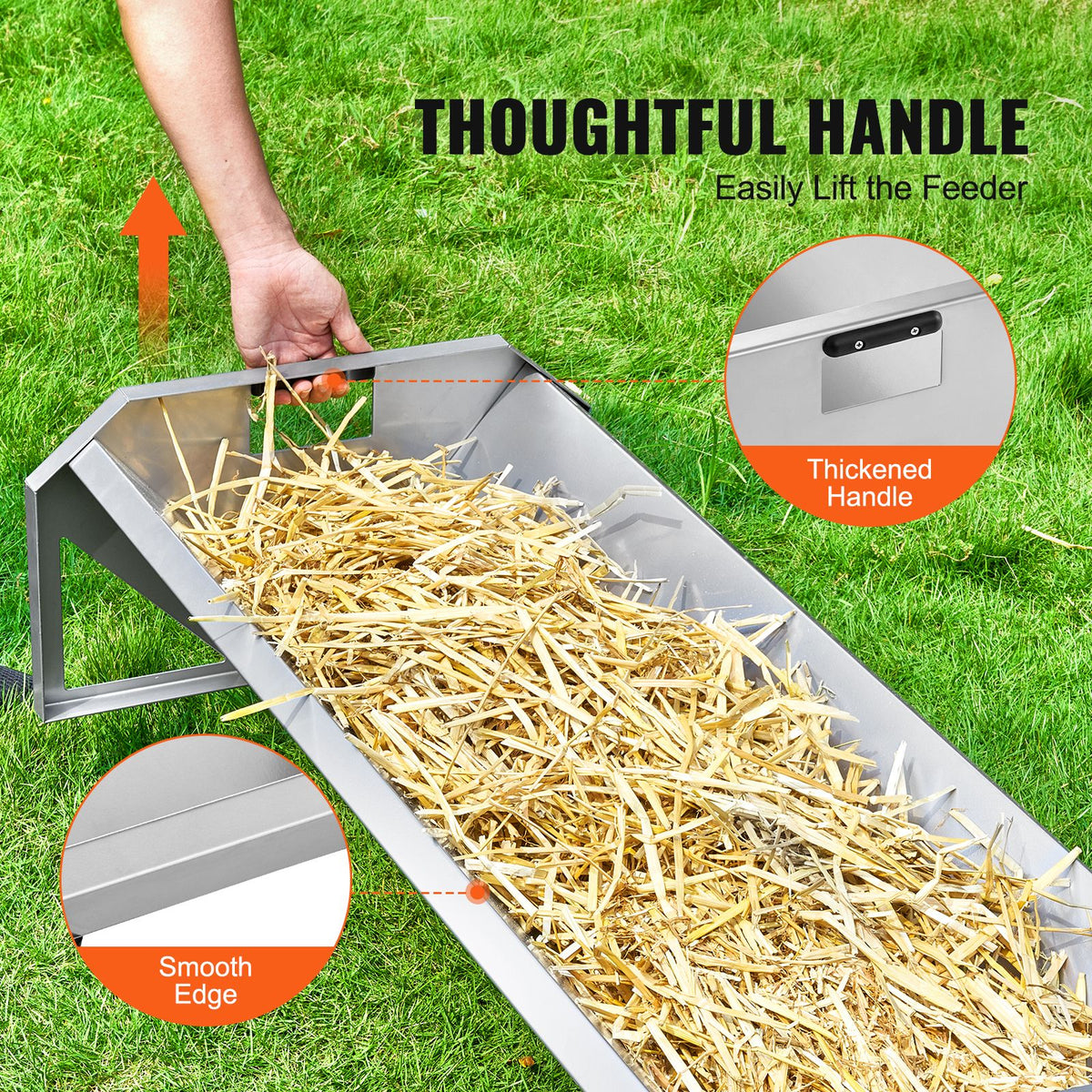 Livestock Feeding Trough, 22 Gallon Capacity, 45" Hay Feeder, Heavy Duty Steel Livestock Trough, Galvanized Steel Sheep Feeder Trough Feeding up to 10 Goats for Horse Sheep Hog Farm Sheds Pen