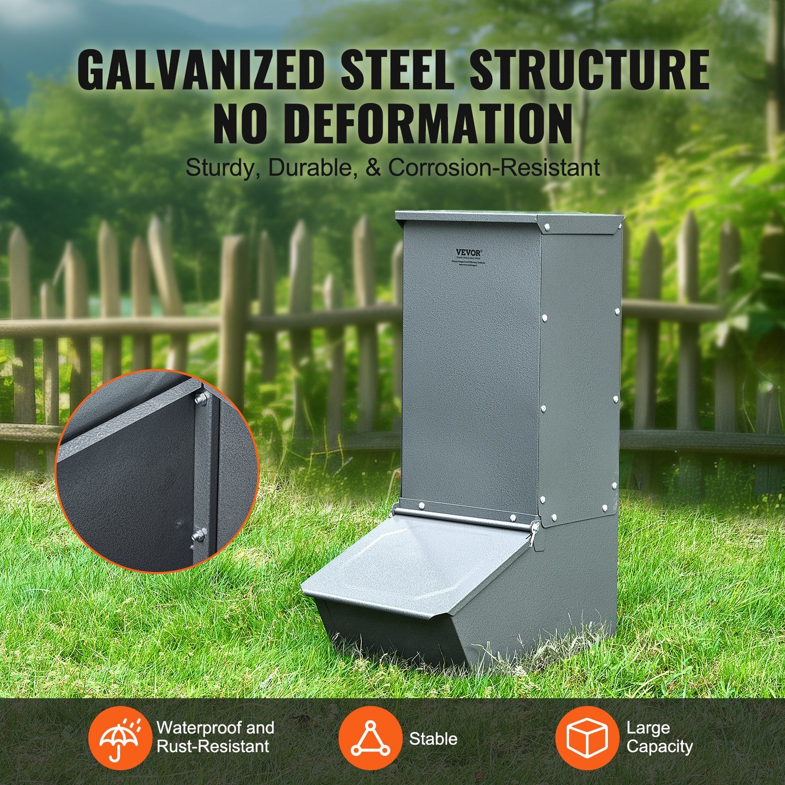 Small Animal Habitats & Cages: VEVOR Hog Feeder 2.2 Bushel Metal Double Door Pig Feeder Feeding up to 5 Hogs