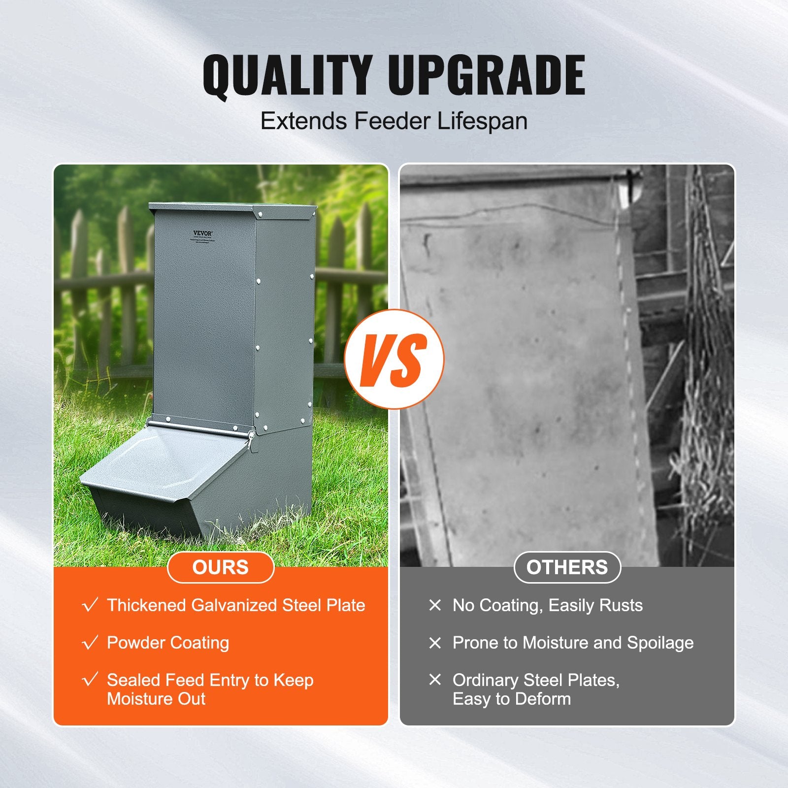 Small Animal Habitats & Cages: VEVOR Hog Feeder 2.2 Bushel Metal Double Door Pig Feeder Feeding up to 5 Hogs