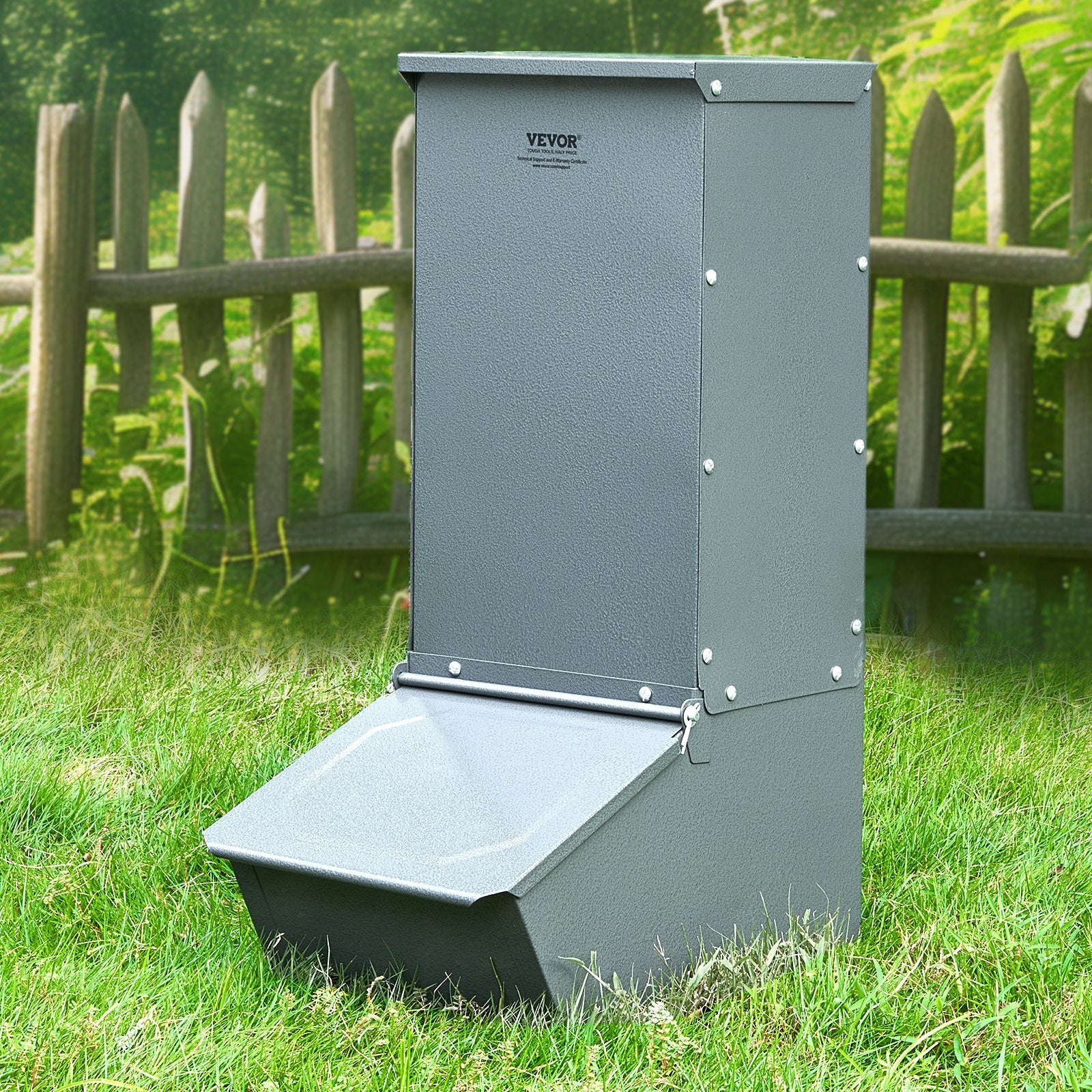 Small Animal Habitats & Cages: VEVOR Hog Feeder 2.2 Bushel Metal Double Door Pig Feeder Feeding up to 5 Hogs