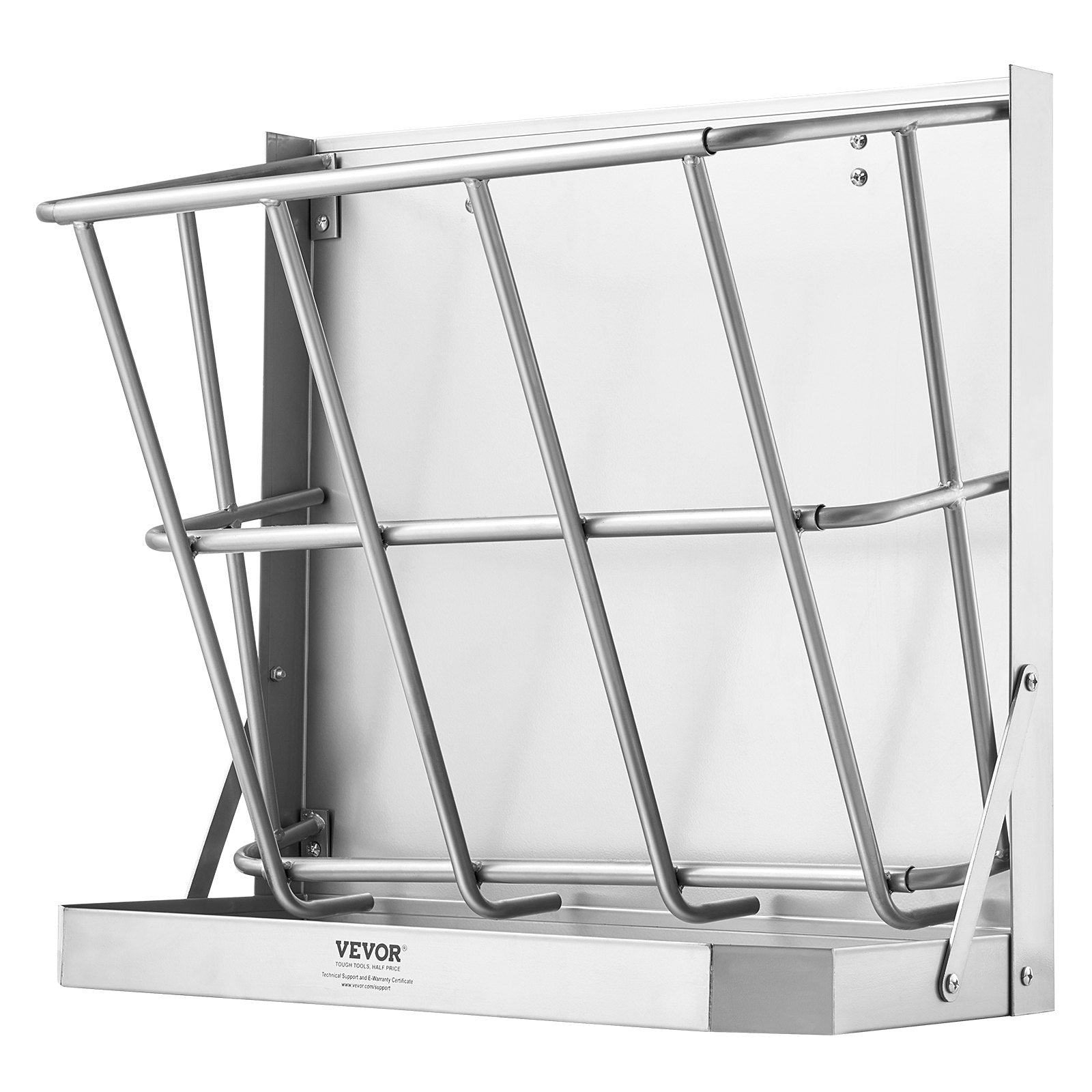 Goat Hay Feeder, 21 Gallons Large Capacity, 2 in 1 Hay and Grain Feeder, Wall Mounted Livestock Feeder with Feed Tray, Multiple Sided Goat Hay Rack, Sturdy Steel Hay Rack for Sheep Horses