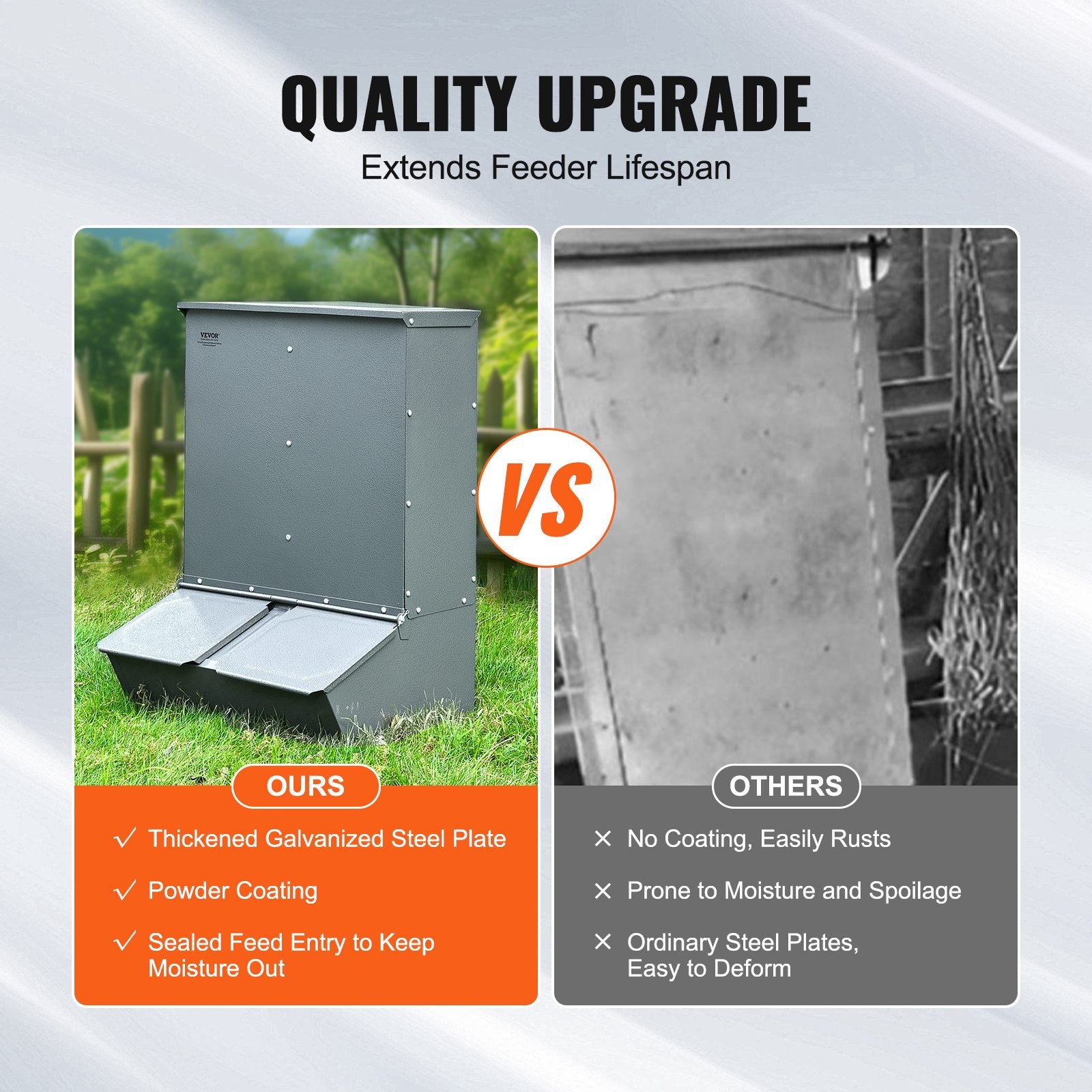 Small Animal Habitats & Cages: VEVOR Hog Feeder 3.7 Bushel Metal Double Door Pig Feeder Feeding up to 8 Hogs
