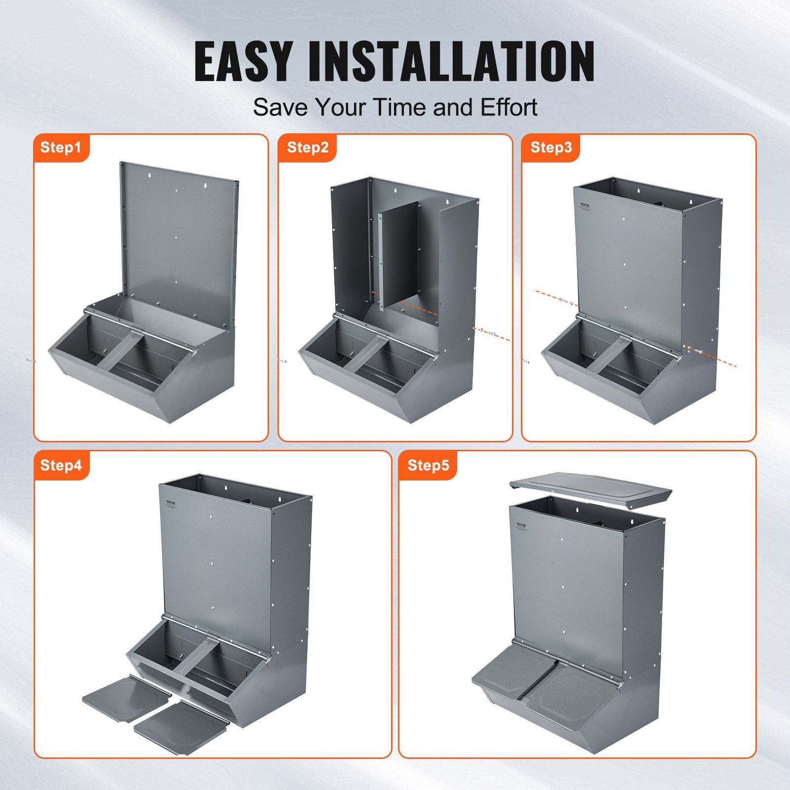 Small Animal Habitats & Cages: VEVOR Hog Feeder 3.7 Bushel Metal Double Door Pig Feeder Feeding up to 8 Hogs