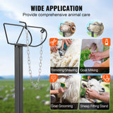 Outdoor Play Equipment: VEVOR Goat & Sheep Stand, 47x23 inch Livestock Stand, Metal Livestock Milking and Shearing Stand 21" to 33" Adjustable Height, with Headpiece and Nose Loop, 500lbs Loading Weight, Black