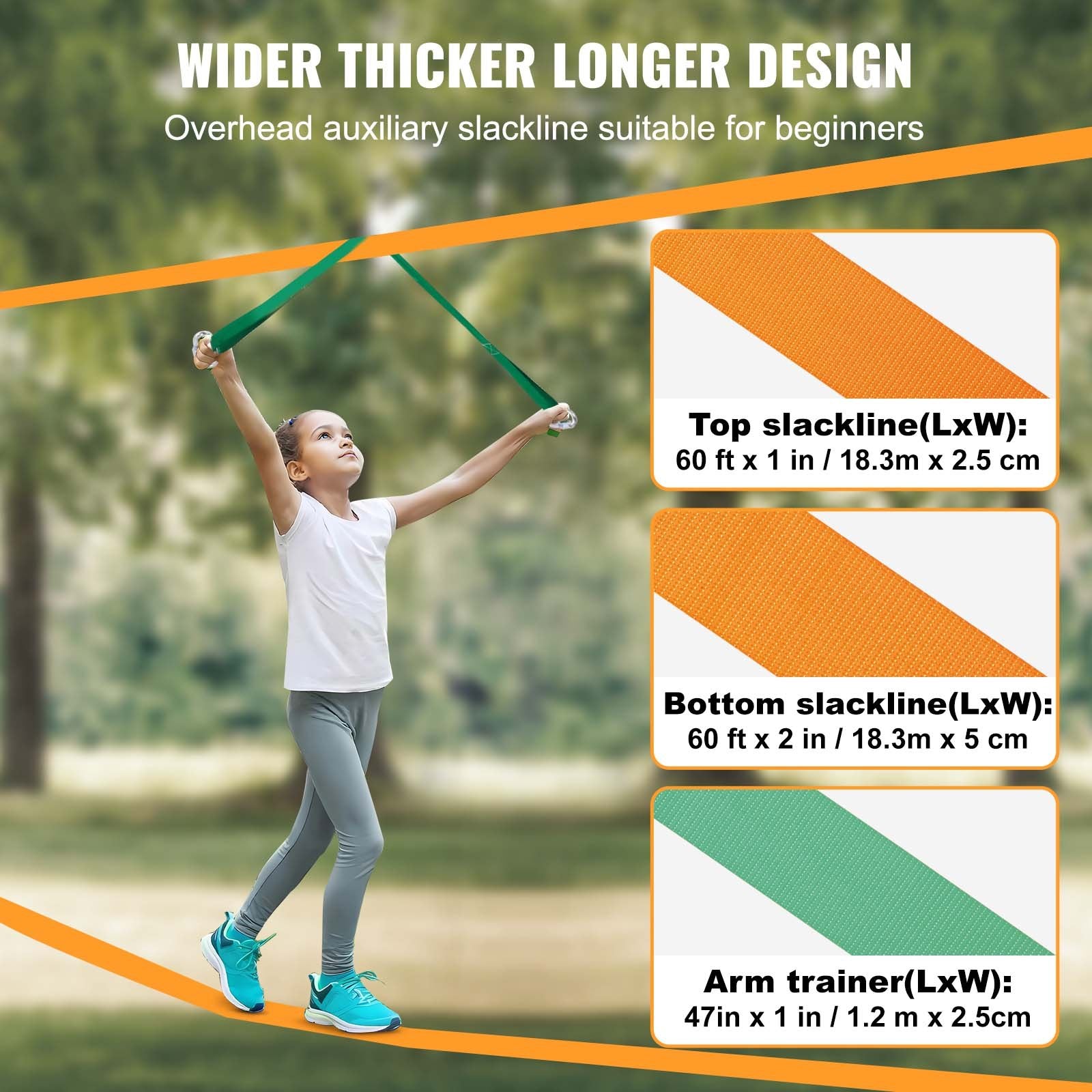 Fence & Gate Accessories: VEVOR Slackline Kit with Training Line, 18.3m Backyard Slack Line Equipment, Easy Setup Tight Rope for Kids Adults, Complete Slackline Set with Tree Protectors, Arm Trainer, Carry Bag, and Instruction