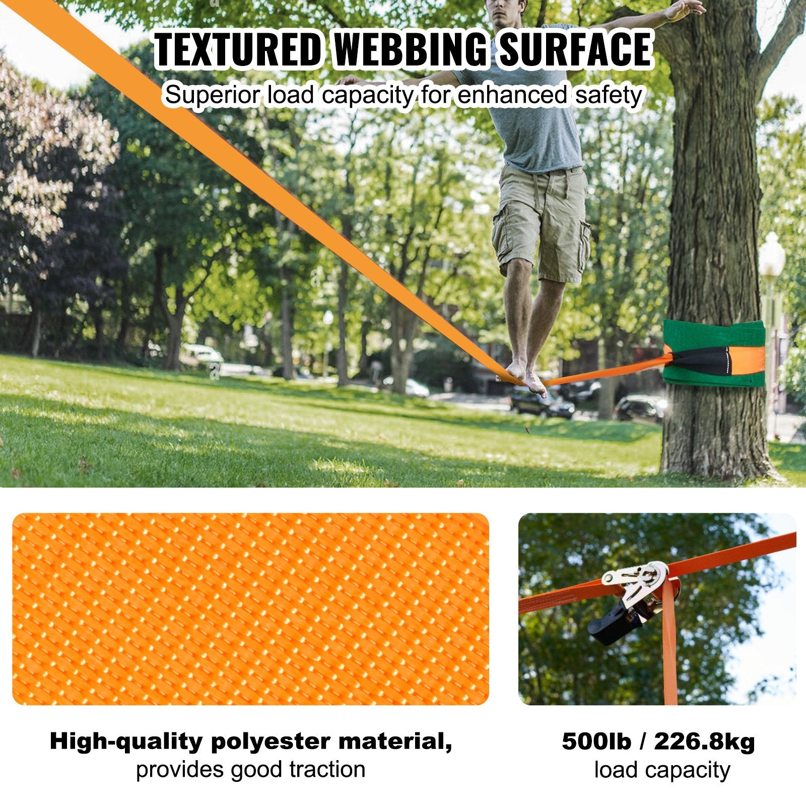Fence & Gate Accessories: VEVOR Slackline Kit with Training Line, 18.3m Backyard Slack Line Equipment, Easy Setup Tight Rope for Kids Adults, Complete Slackline Set with Tree Protectors, Arm Trainer, Carry Bag, and Instruction