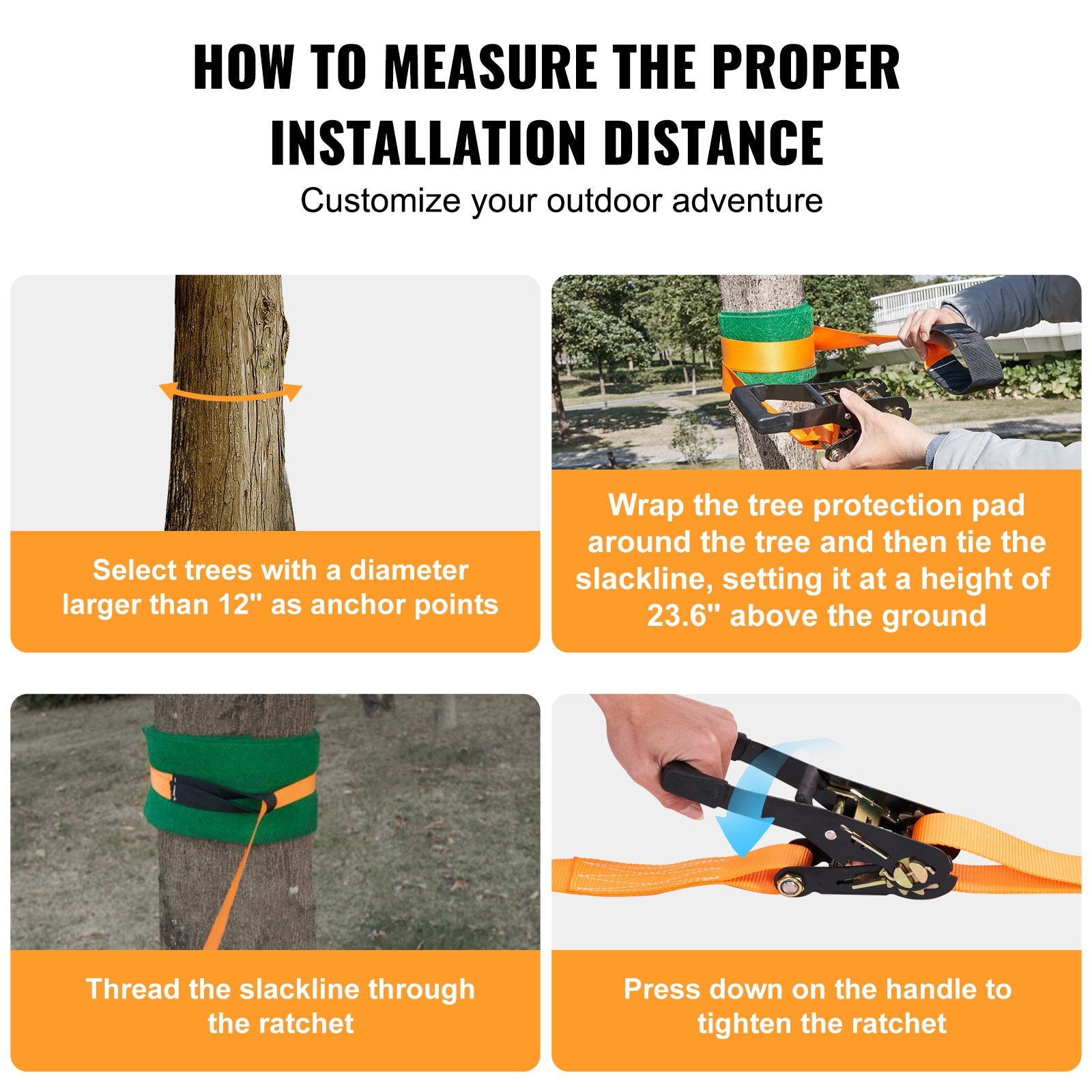 Fence & Gate Accessories: VEVOR Slackline Kit with Training Line, 18.3m Backyard Slack Line Equipment, Easy Setup Tight Rope for Kids Adults, Complete Slackline Set with Tree Protectors, Arm Trainer, Carry Bag, and Instruction