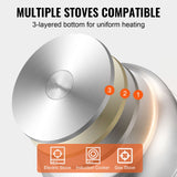 Rice Cookers & Steamers: VEVOR Steamer Pot, 28cm Steamer Pot for Cooking with 8.5QT Stock Pot, Vegetable Steamer & 2 Steaming Grid, 3-Layer Food-Grade 304 Stainless Steel Food Steamer Cookware with Lid for Gas Electric Stove