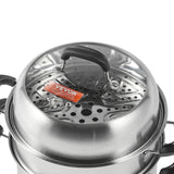 Rice Cookers & Steamers: VEVOR Steamer Pot, 28cm Steamer Pot for Cooking with 8.5QT Stock Pot, Vegetable Steamer & 2 Steaming Grid, 3-Layer Food-Grade 304 Stainless Steel Food Steamer Cookware with Lid for Gas Electric Stove
