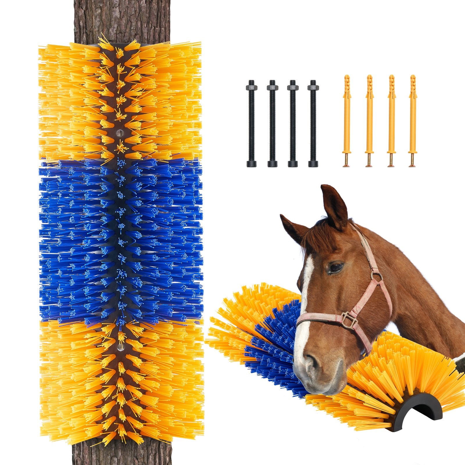 Dog Grooming Supplies: VEVOR Livestock Scratching Brush, Horse Brush with 2 Screws, 20  x 7.5 in Cow Scratcher, for Back Itch Relief & Keep Cleaning, Grooming & Scratching Post Brush for Horse, Pig, Cattle Supplies