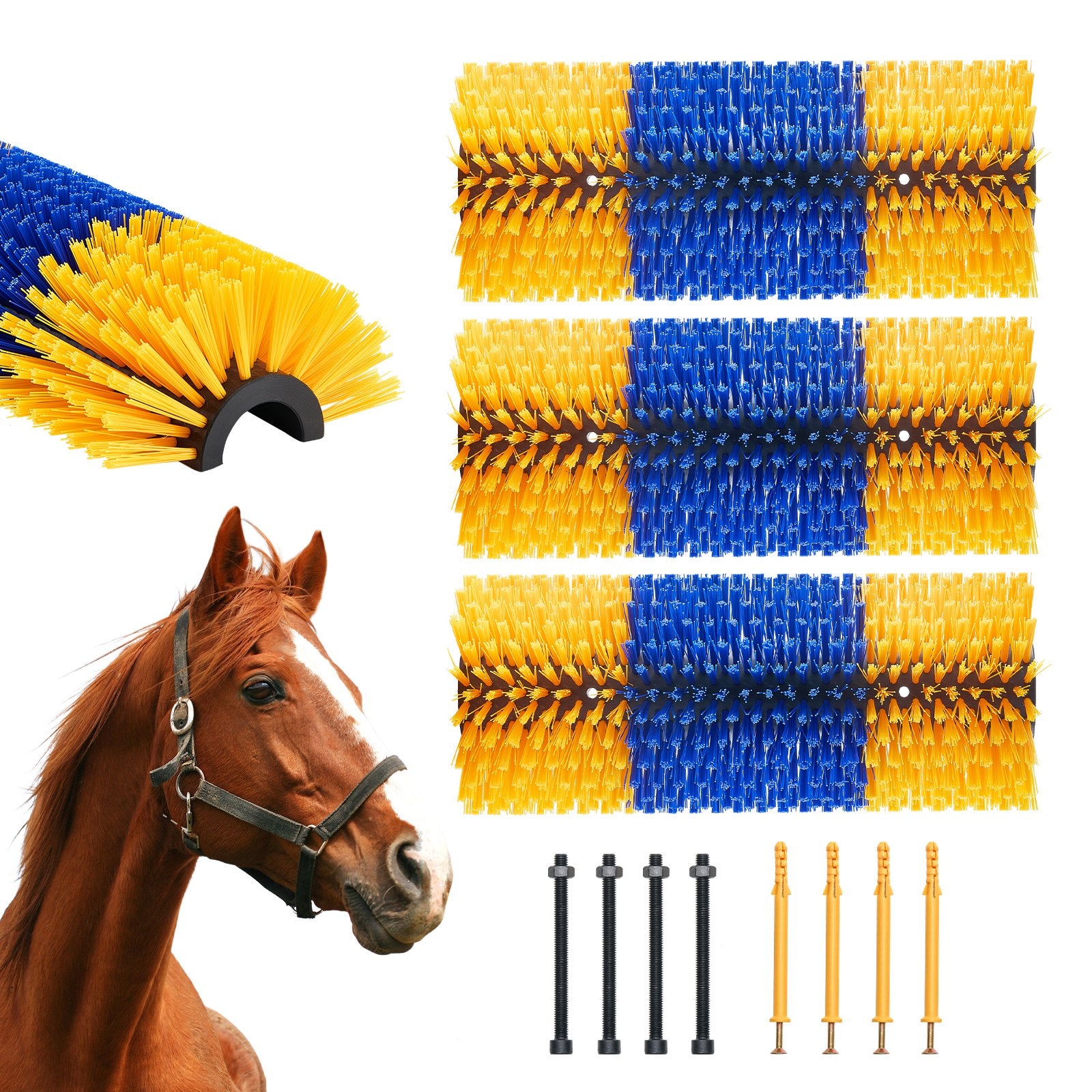 Pet Grooming Supplies: VEVOR Livestock Scratching Brush 3Pcs Itch Relief Horse Scratcher Brush 17.1 in