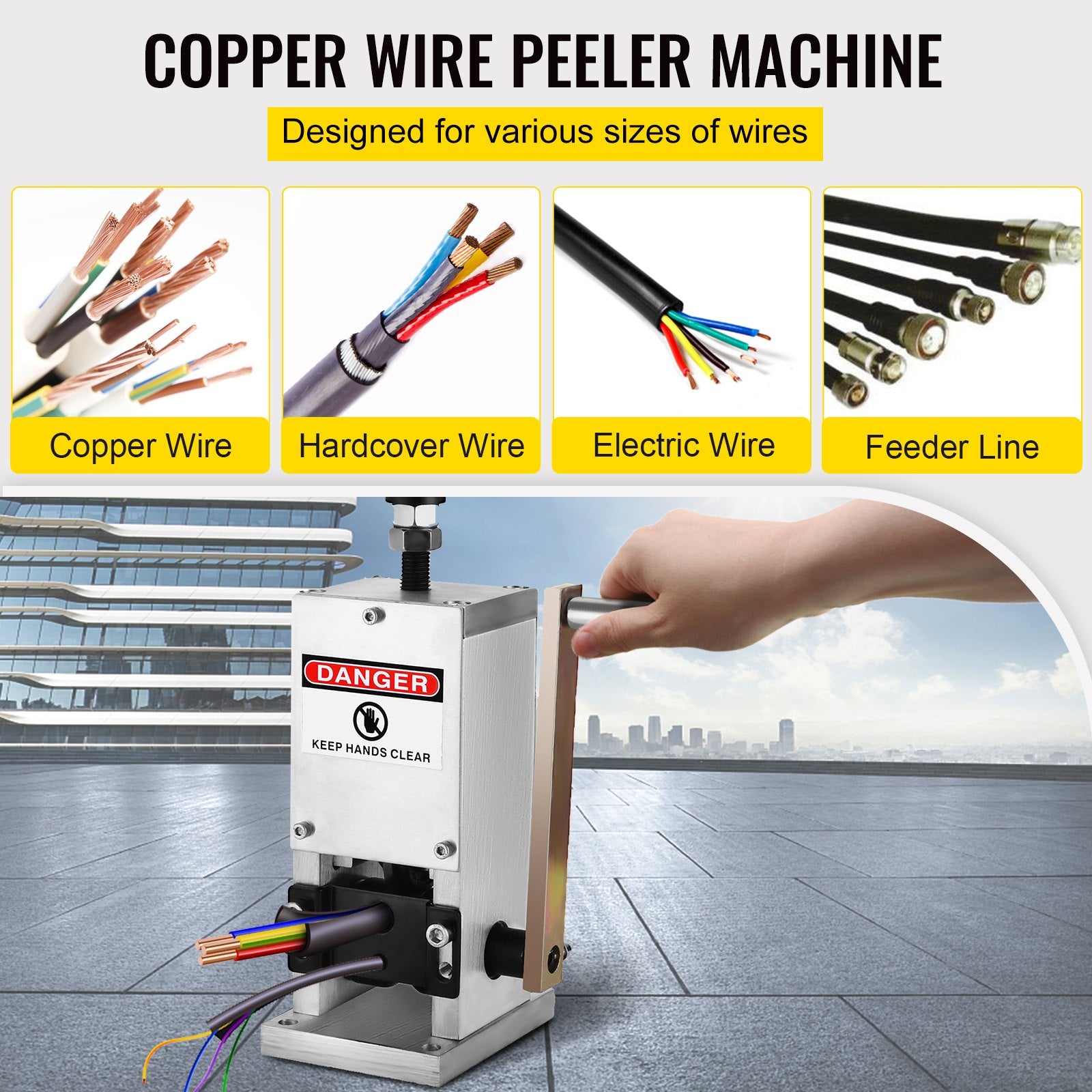 Cutters: VEVOR Wire Stripping Tool 0.06-0.98 Inch Cable Wire Stripping 1 Cutting Blade Wire for cutting and Stripping Scrap Copper Wire