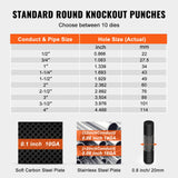 Hand Tools: VEVOR 15 Ton Hydraulic Knockout Punch Kit, 1/2" to 4" Conduit Hole Cutter Set, KO Tool Kits with Puncher 10 Piece, Metal Sheet Driver Tools, For Aluminum, Brass, Stainless Steel, Fiberglass and Plasti