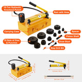 Hand Tools: VEVOR 15 Ton Hydraulic Knockout Punch Kit, 1/2" to 4" Conduit Hole Cutter Set, KO Tool Kits with Puncher 10 Piece, Metal Sheet Driver Tools, For Aluminum, Brass, Stainless Steel, Fiberglass and Plasti