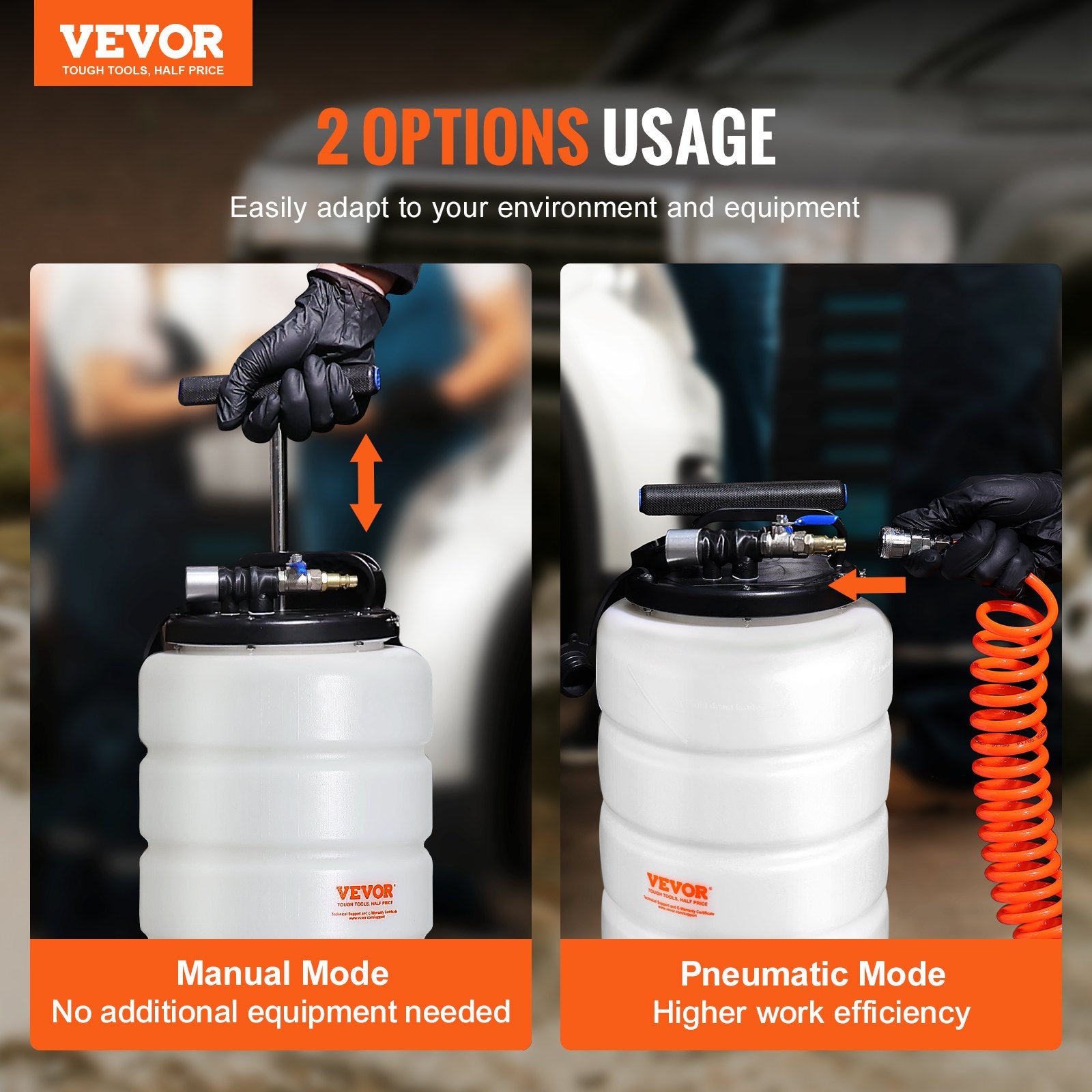 Fuel & Exhaust: VEVOR Fluid Extractor, 15 Liters Capacity, Pneumatic/Manual Oil Changer Vacuum Fluid Extractor with Dipstick and Liquid Suction Hose, Oil Extractor Change Pump for Automotive Fluids Vacuum Evacuation