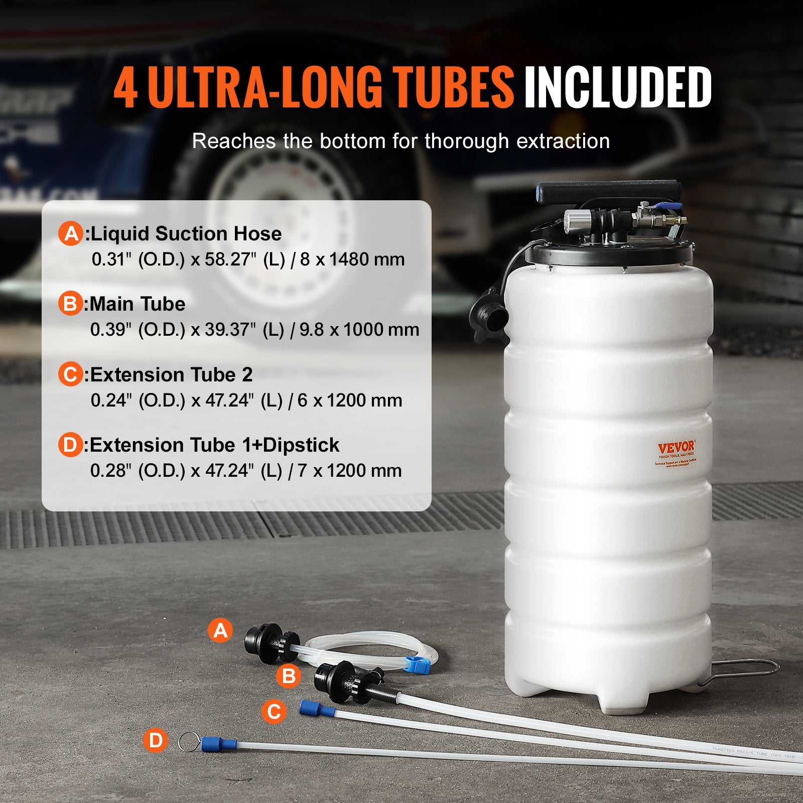 Fuel & Exhaust: VEVOR Fluid Extractor, 15 Liters Capacity, Pneumatic/Manual Oil Changer Vacuum Fluid Extractor with Dipstick and Liquid Suction Hose, Oil Extractor Change Pump for Automotive Fluids Vacuum Evacuation