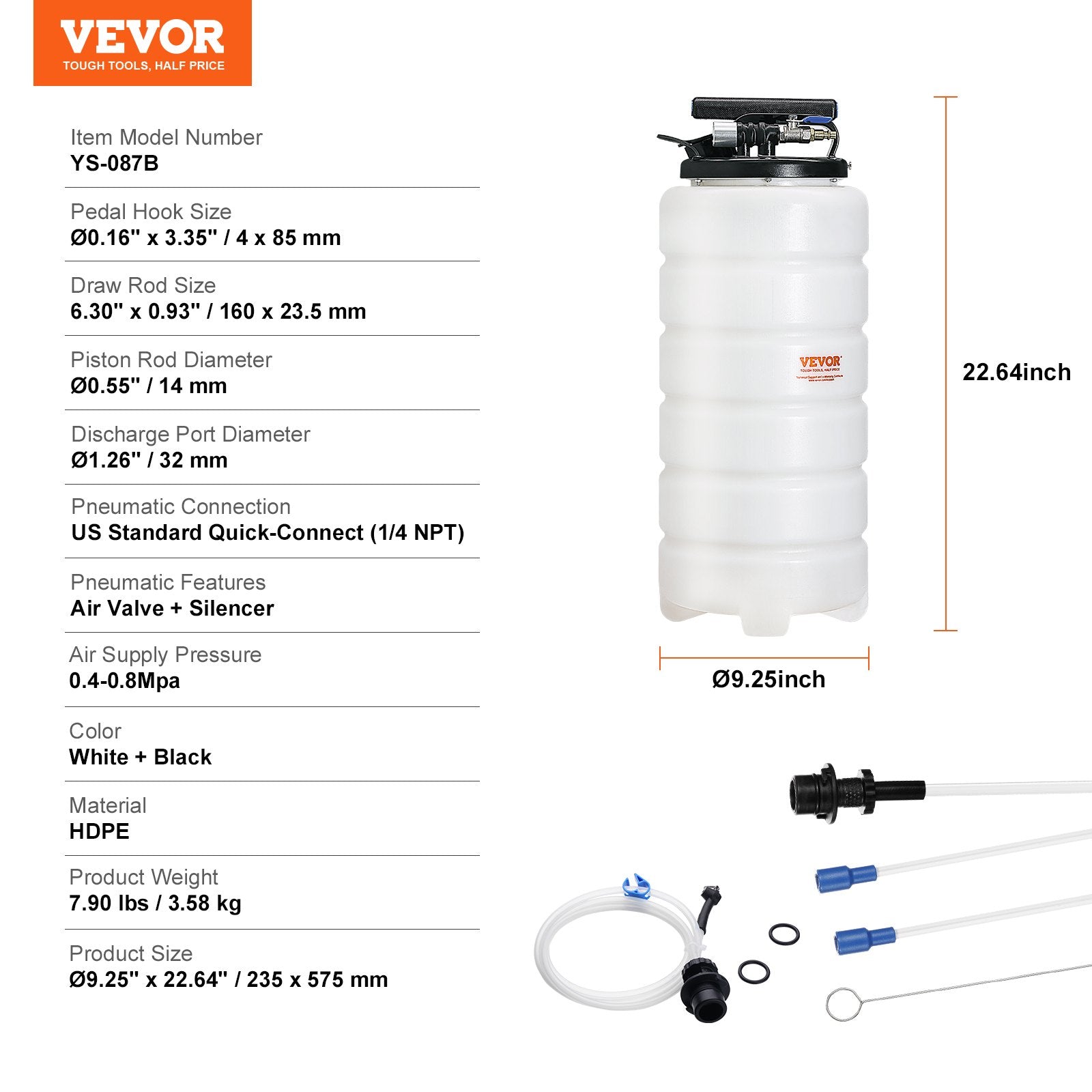 Fuel & Exhaust: VEVOR Fluid Extractor, 15 Liters Capacity, Pneumatic/Manual Oil Changer Vacuum Fluid Extractor with Dipstick and Liquid Suction Hose, Oil Extractor Change Pump for Automotive Fluids Vacuum Evacuation