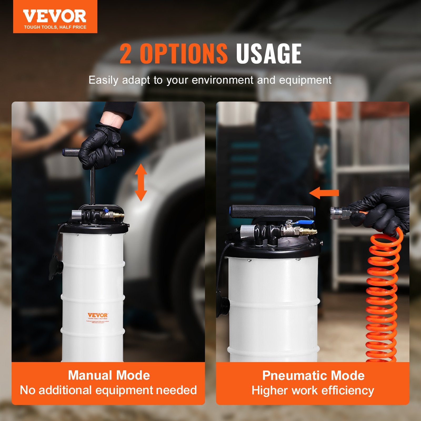 Fuel & Exhaust: VEVOR Fluid Extractor, 6.5 Liters Capacity, Pneumatic/Manual Oil Changer Vacuum Fluid Extractor with Dipstick and Liquid Suction Hose, Oil Extractor Change Pump for Automotive Fluids Vacuum Evacuation