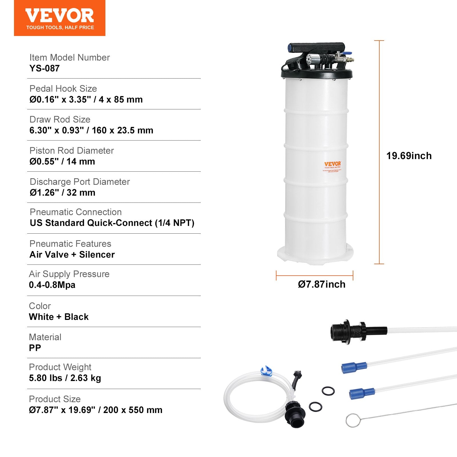 Fuel & Exhaust: VEVOR Fluid Extractor, 6.5 Liters Capacity, Pneumatic/Manual Oil Changer Vacuum Fluid Extractor with Dipstick and Liquid Suction Hose, Oil Extractor Change Pump for Automotive Fluids Vacuum Evacuation