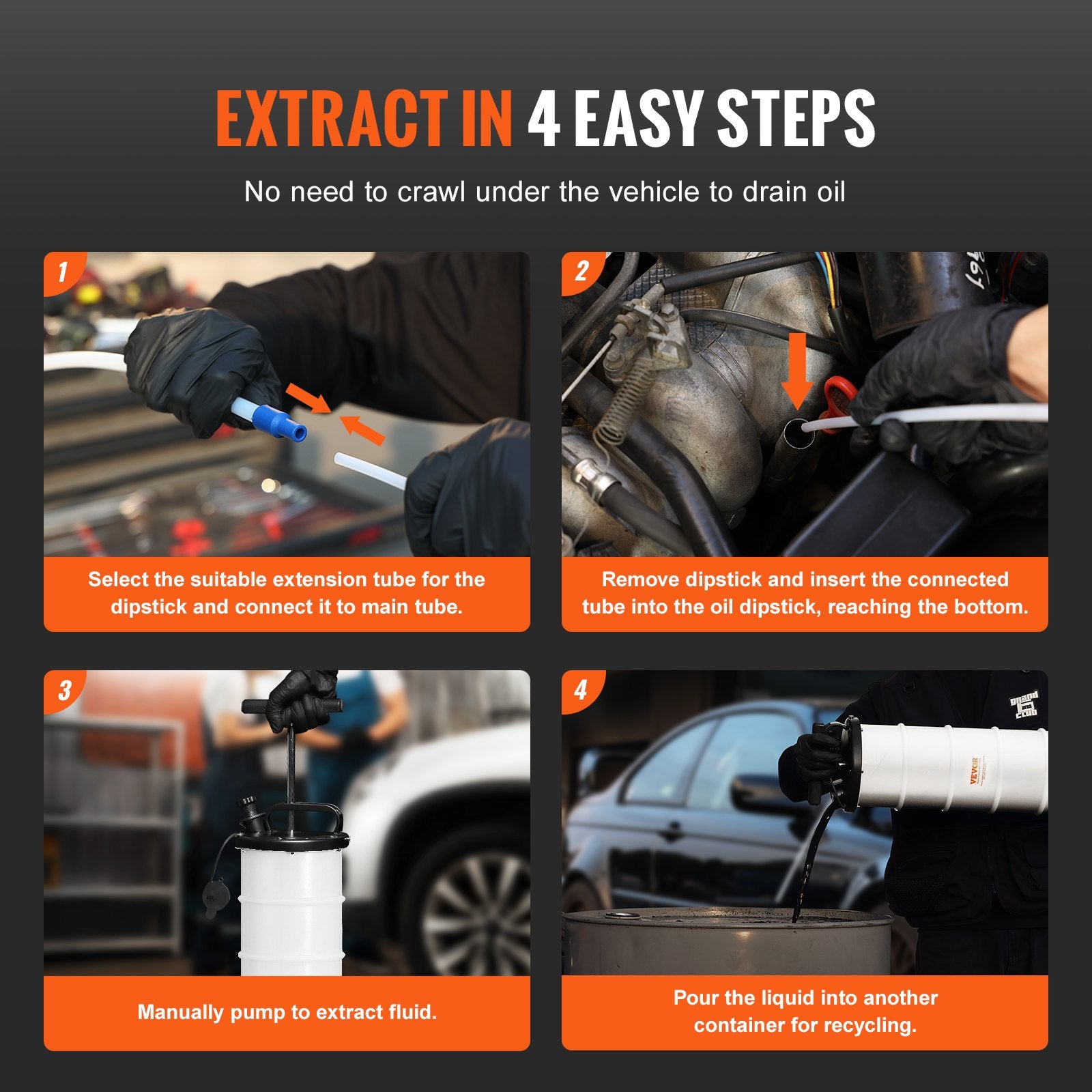 Fuel & Exhaust: VEVOR Fluid Extractor, 6.5 Liters Capacity, Manual Hand-Operated Oil Changer Vacuum Fluid Extractor with Dipstick and Suction Hose, Oil Extractor Change Pump for Automotive Fluids Vacuum Evacuation