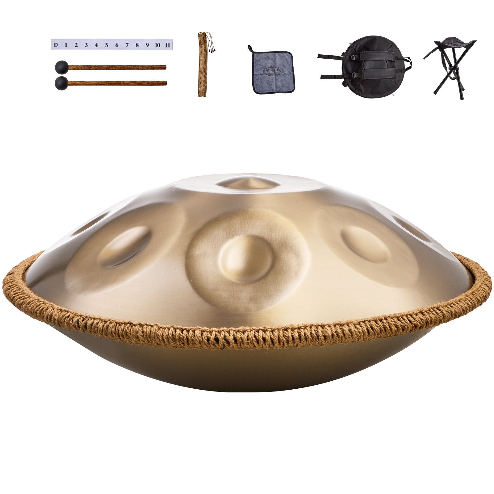 Drums: VEVOR Handpan Drum 22 in 10 Notes D Minor Hand Drum Instrument with Mallet