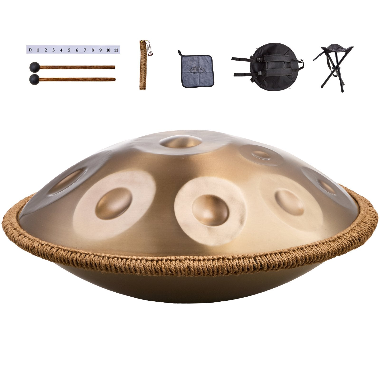 Drums: VEVOR Handpan Drum 22 in 12 Notes D Minor Hand Drum Instrument with Mallet